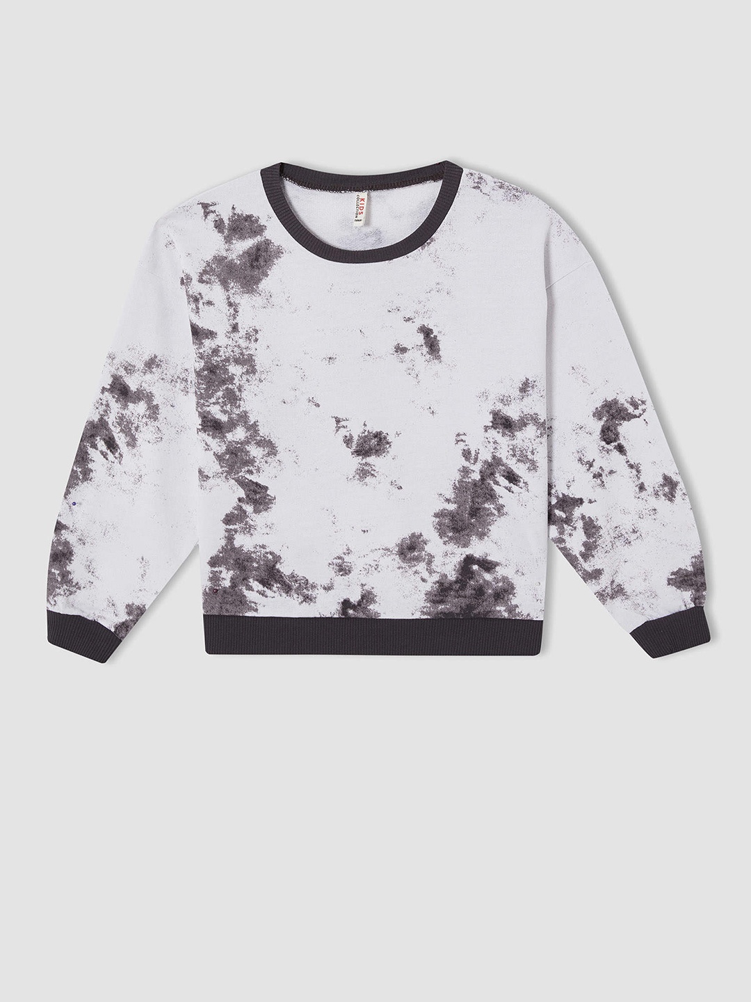 

DeFacto Girls White & Charcoal Grey Printed Sweatshirt