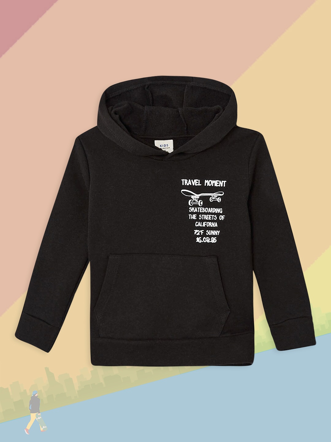 

DeFacto Boys Black Hooded Sweatshirt with Printed Detail