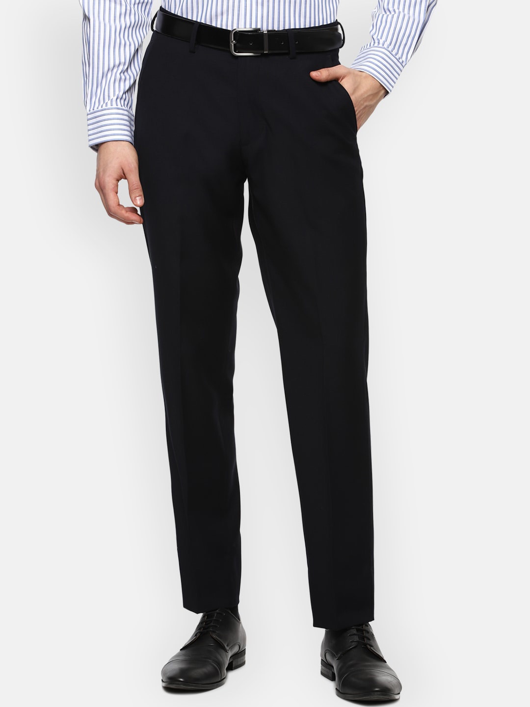 

Louis Philippe Men Black Solid Formal Trousers