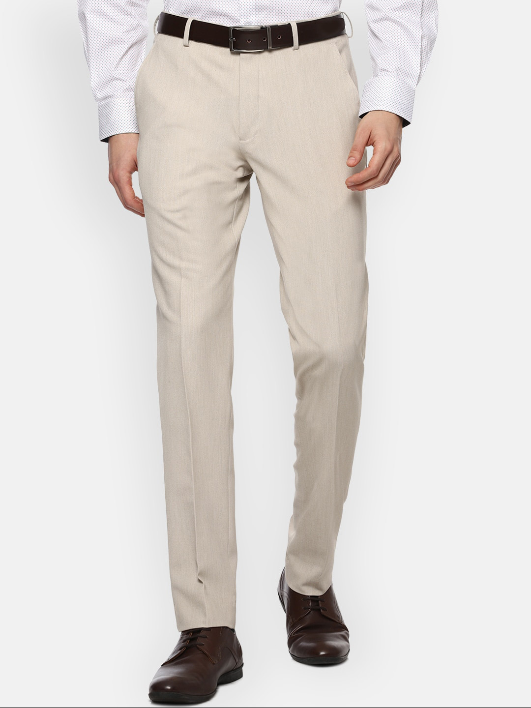 

Louis Philippe Men Beige Slim Fit Formal Trousers