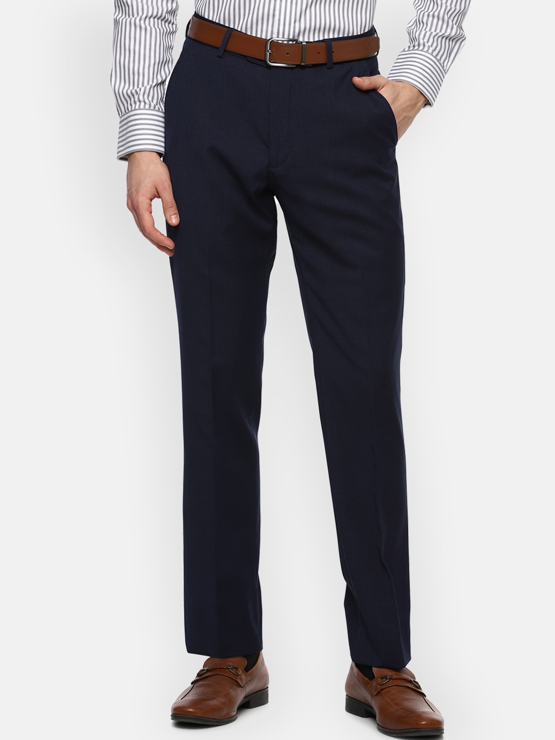 

Louis Philippe Gods & Kings Men Navy Blue Slim Fit Trousers