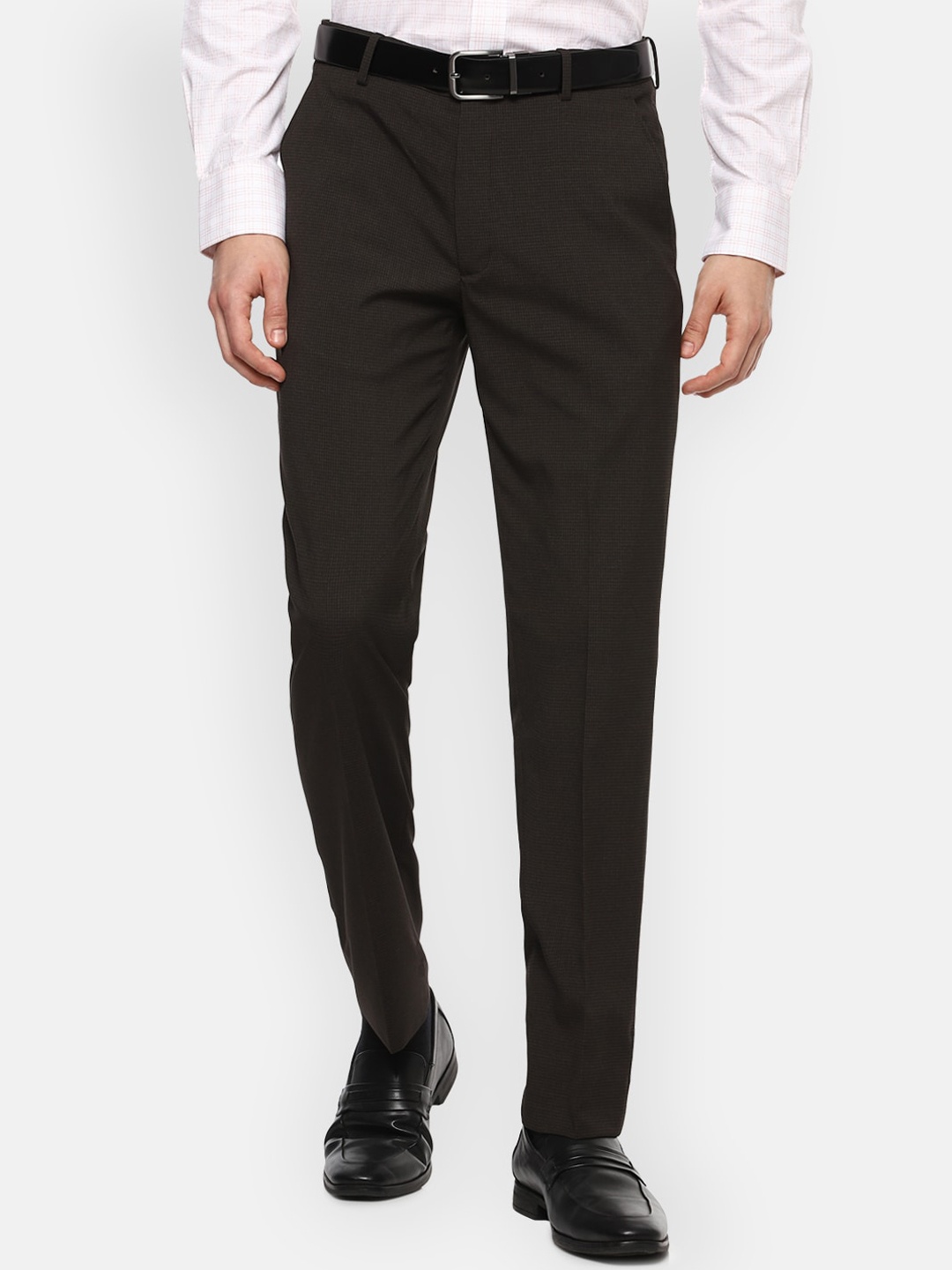 

Louis Philippe Men Grey Solid Slim Fit Trousers