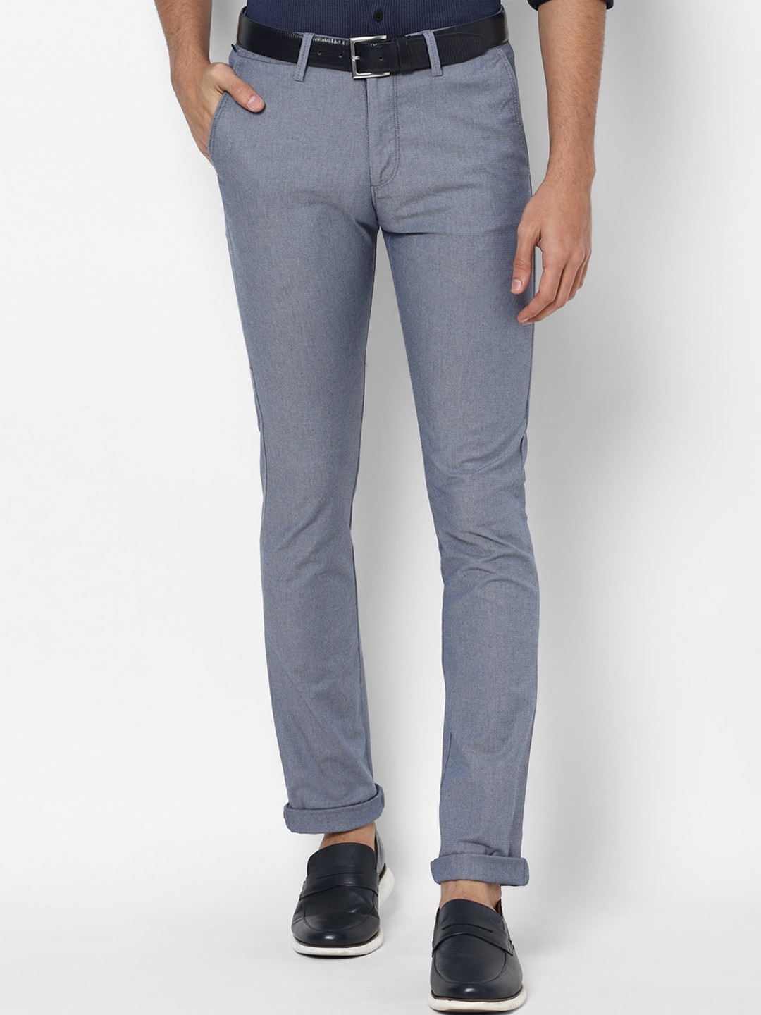 

Allen Solly Men Blue Textured Slim Fit Trousers