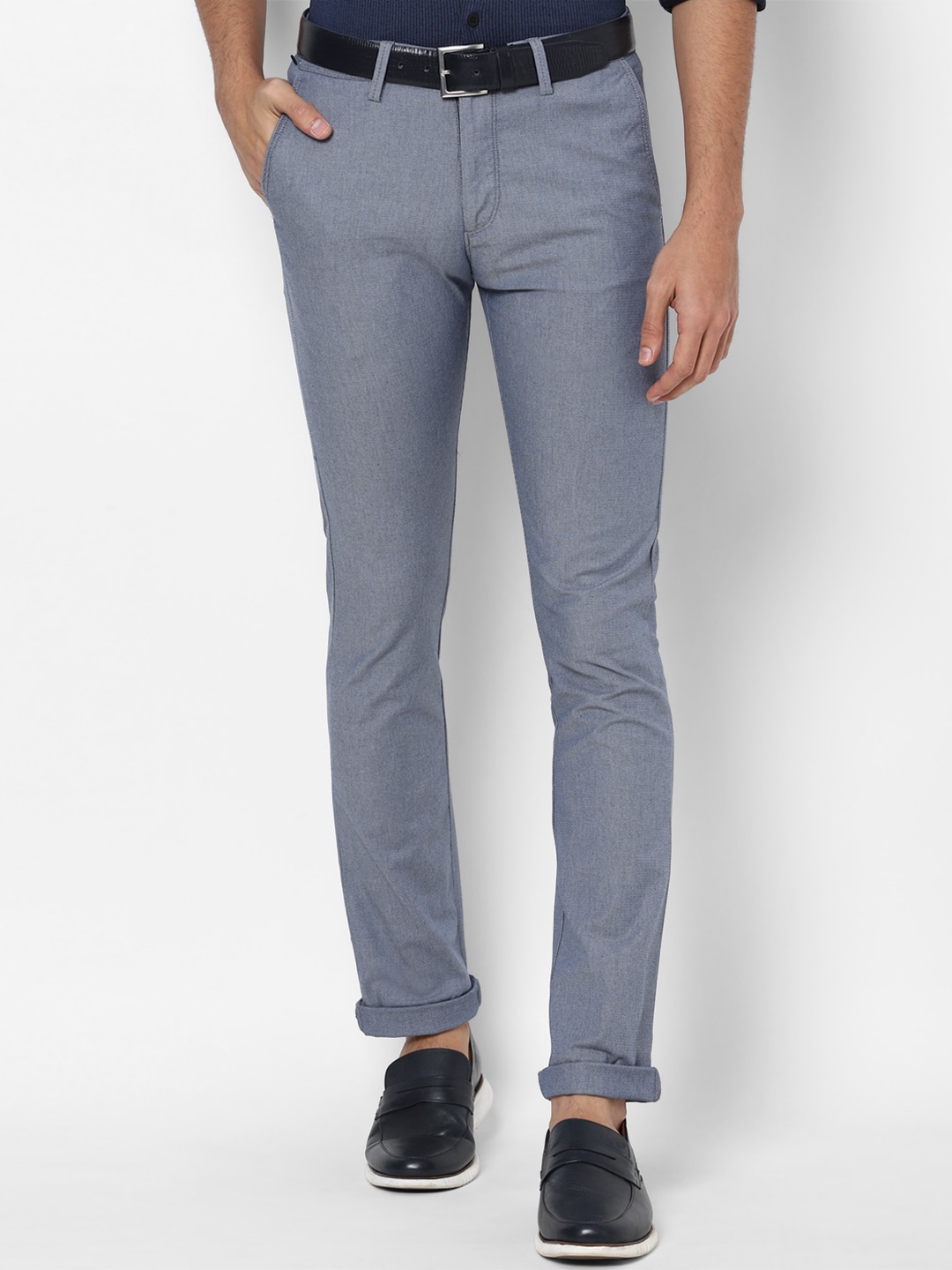 

Allen Solly Men Blue Textured Slim Fit Trousers