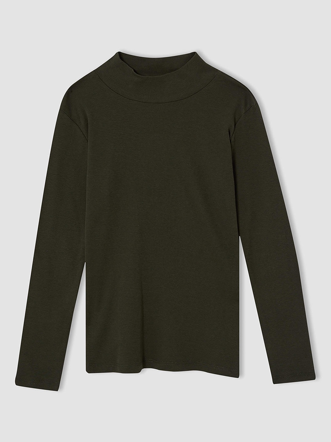 

DeFacto Boys Olive Green Cotton High Neck T-shirt