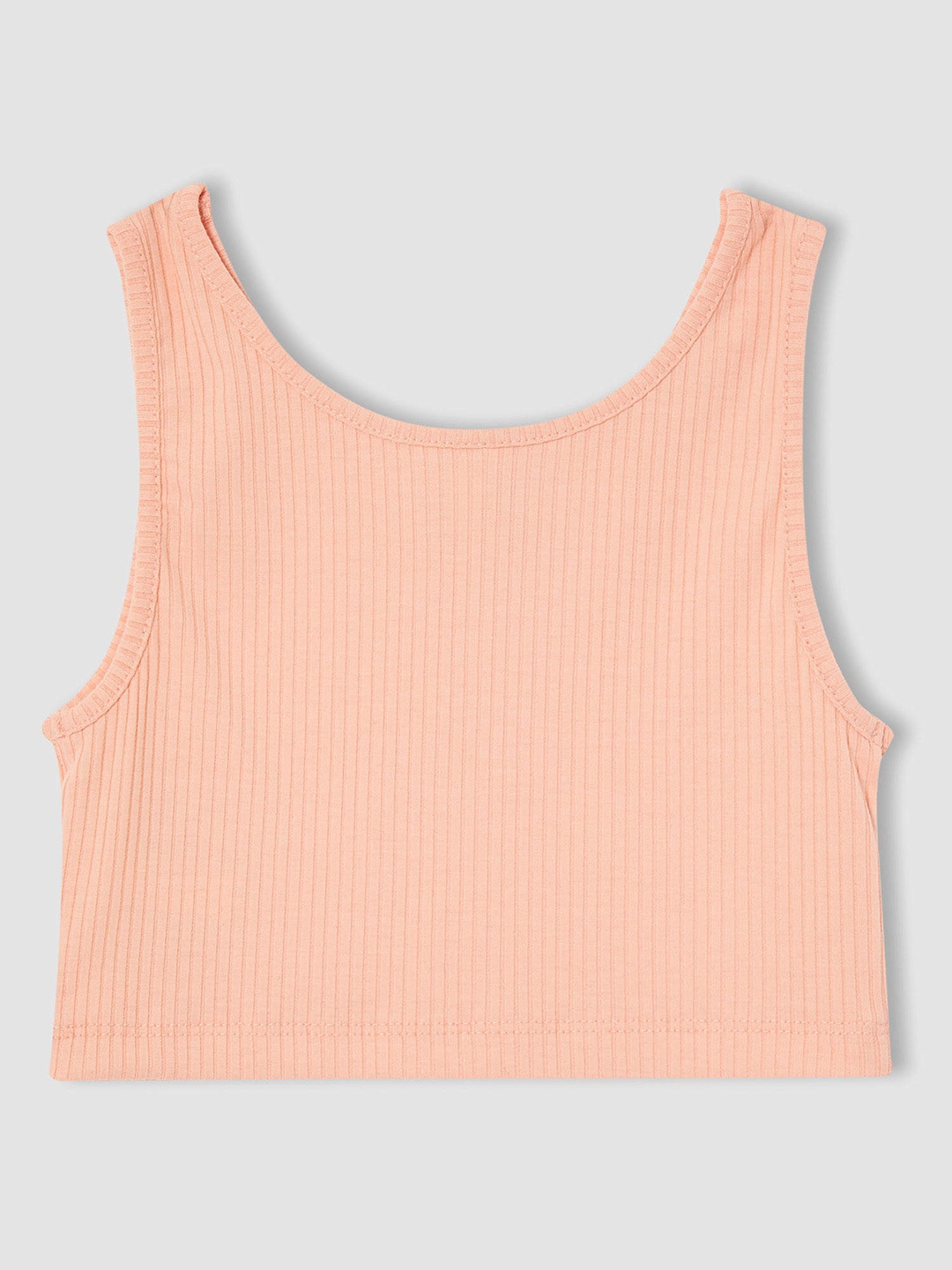 

DeFacto Girls Peach-Coloured Ribbed Fitted Top