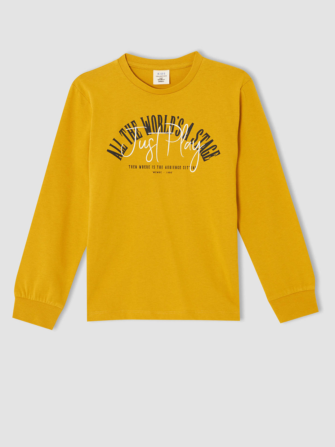 

DeFacto Boys Mustard Yellow & Black Typography Printed Cotton T-shirt