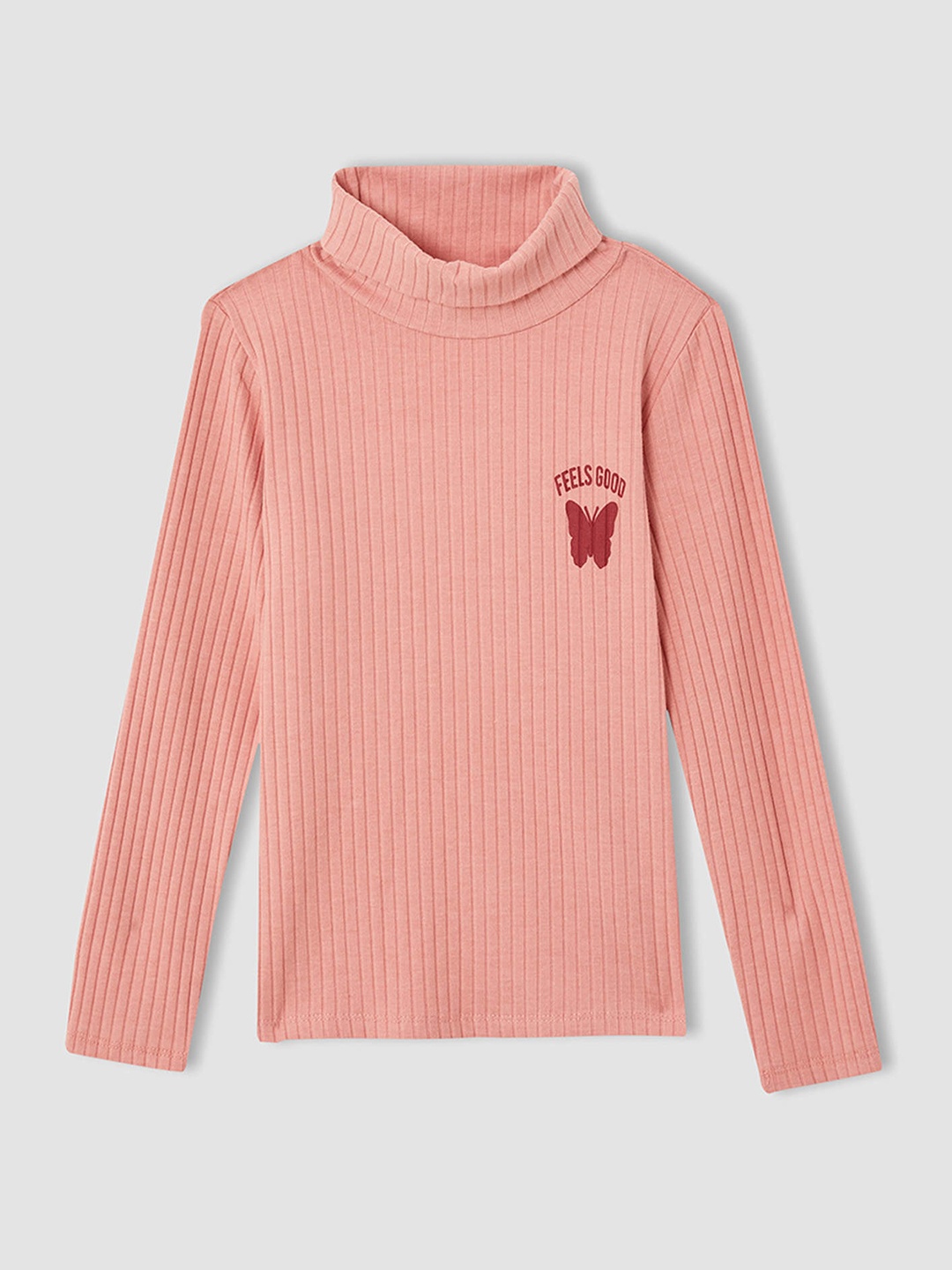 

DeFacto Girls Peach-Coloured Ribbed T-shirt