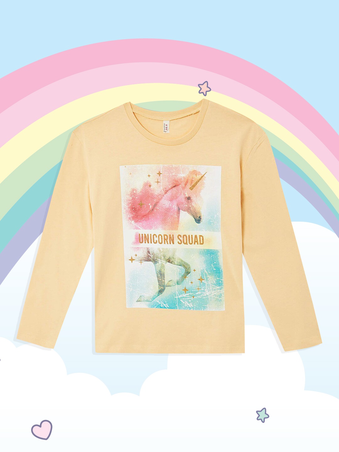 

DeFacto Girls Yellow & Pink Graphic Print Pure Cotton T-shirt