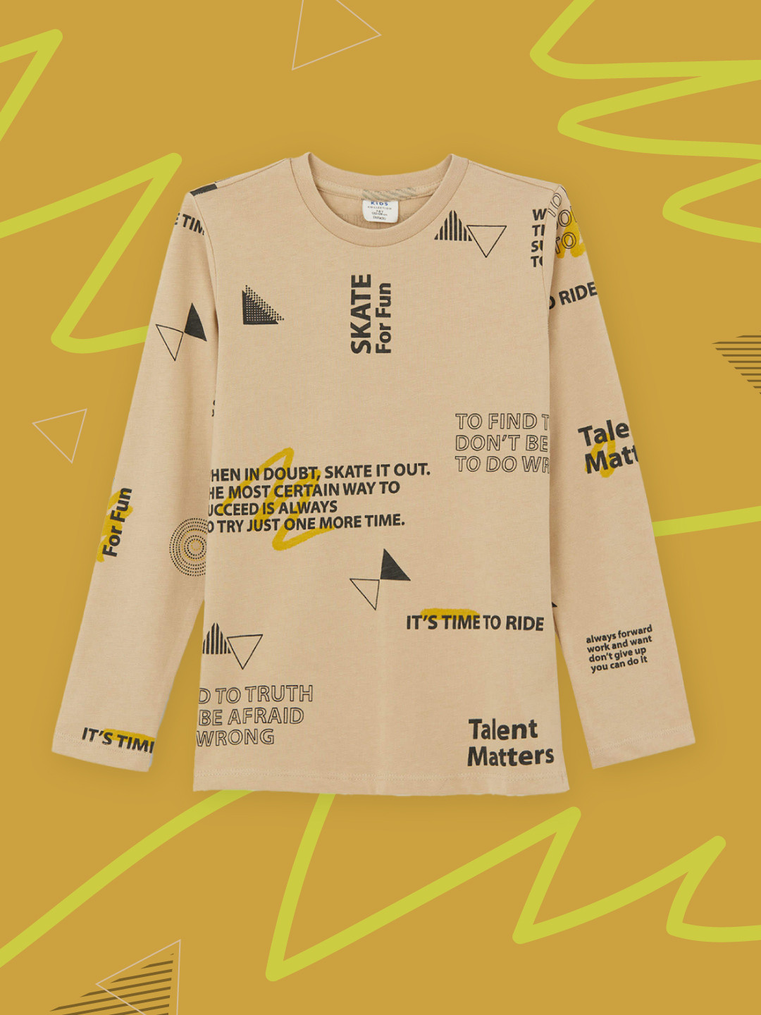 

DeFacto Boys Beige Typography Printed Pure Cotton T-shirt