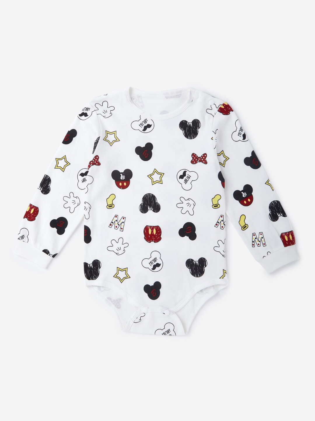 

Hopscotch Infant Boys White & Black Printed Cotton Bodysuit