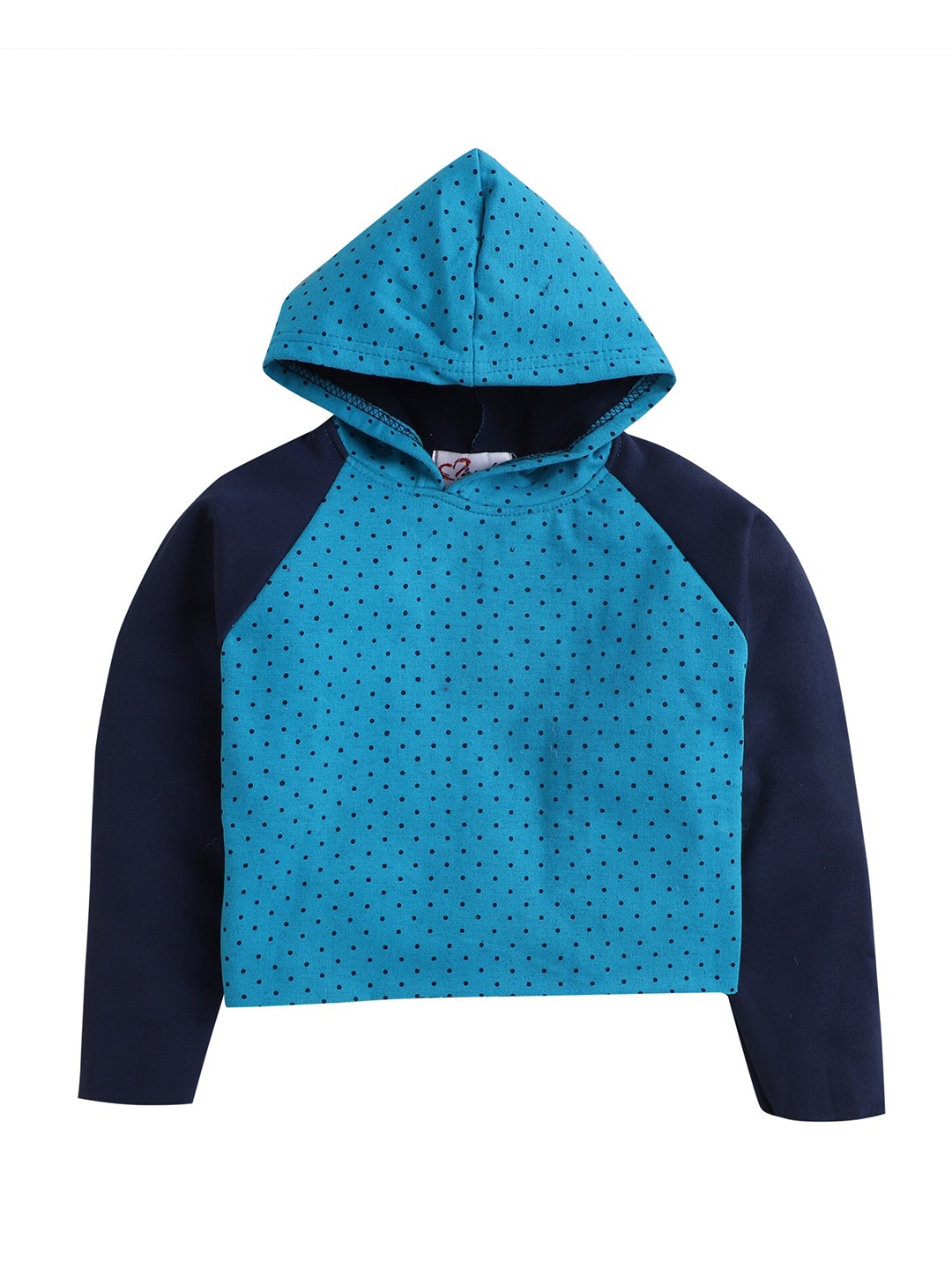 

Hopscotch Girls Blue Printed Hooded Sweatshirt