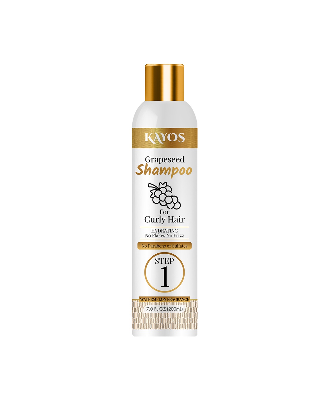 

Kayos Grapeseed Shampoo for Dry Frizzy, Wavy & Curly Hair - No Paraben No Sulfate - 200mL, White