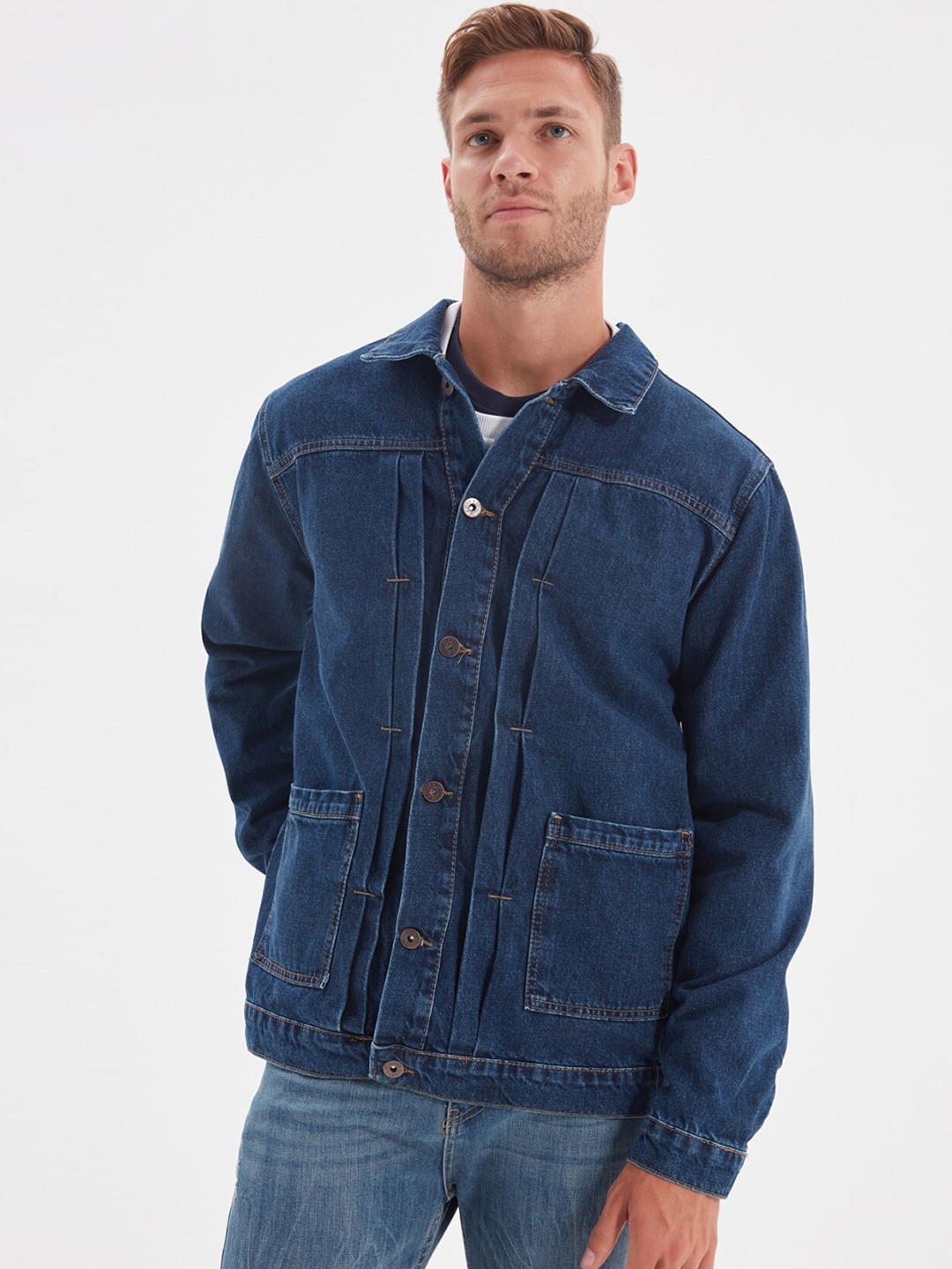 

Trendyol Men Navy Blue Denim Jacket