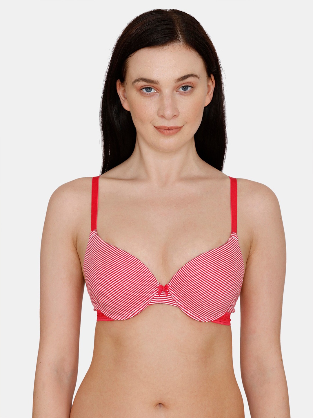 

Zivame Pink & White Lightly Padded Underwired Bra