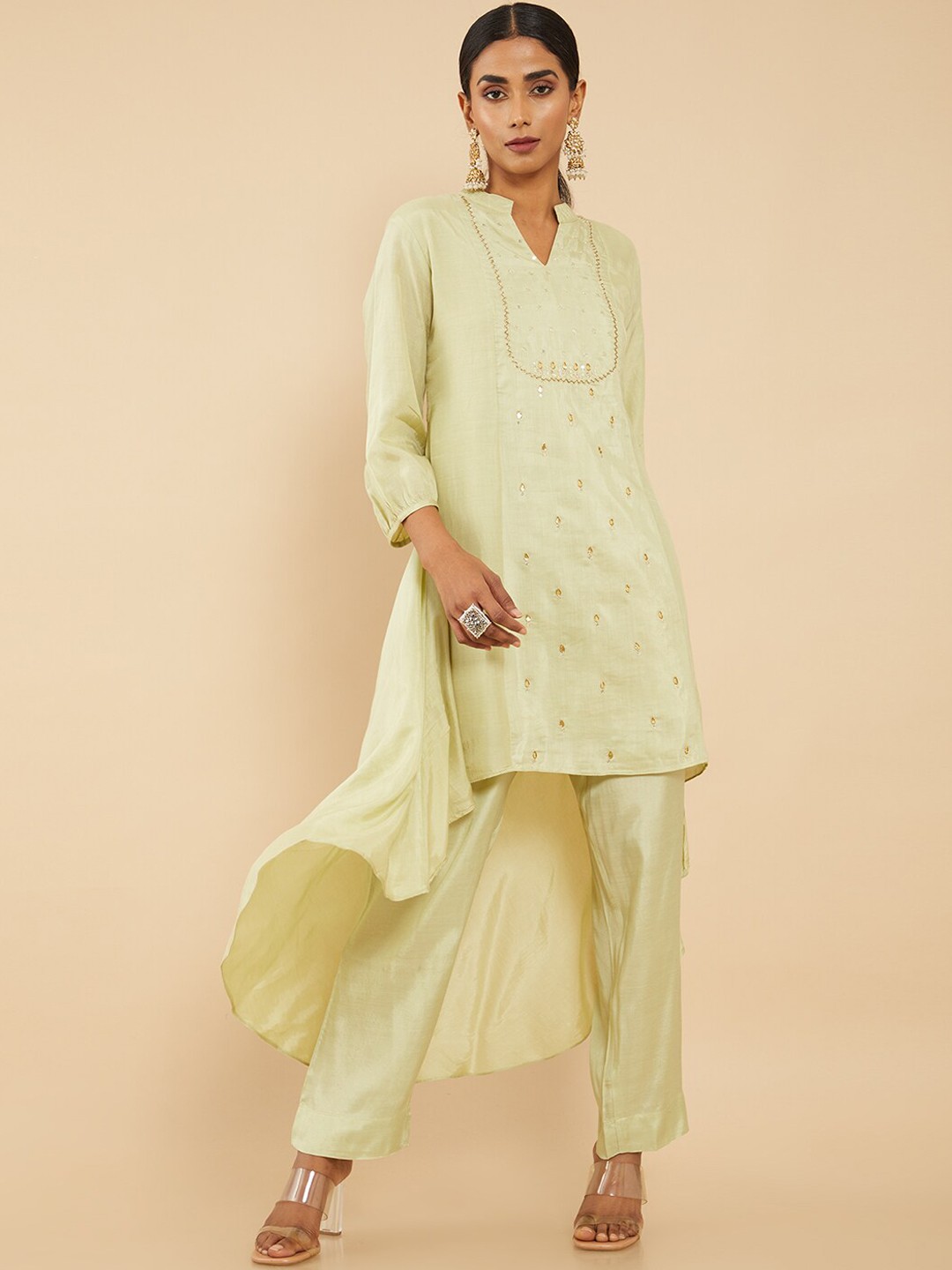 

Soch Women Green Ethnic Motifs Embroidered Kurta with Salwar