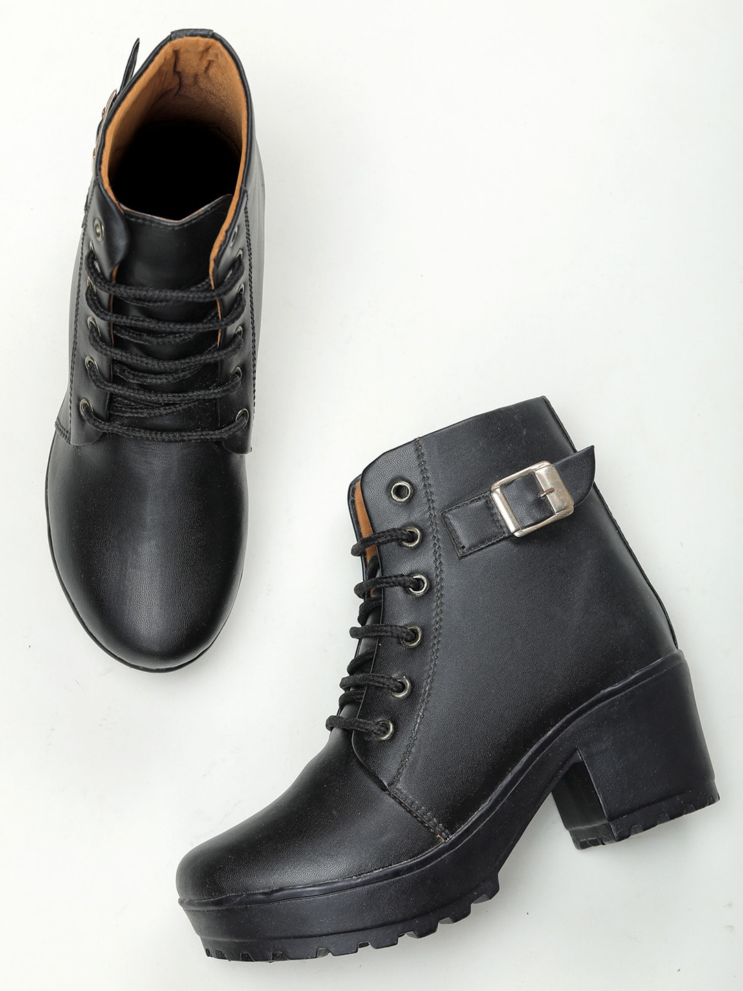 

Walkfree Women Black Block Heel Boots