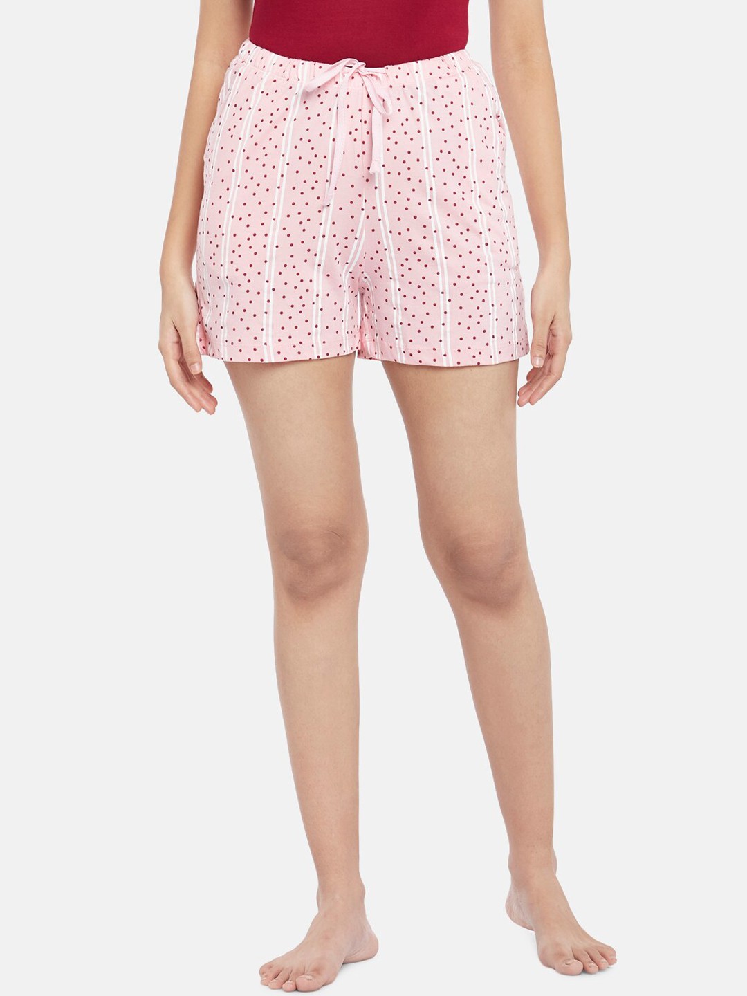 

Dreamz by Pantaloons Women Pink & Maroon Printed Lounge Shorts