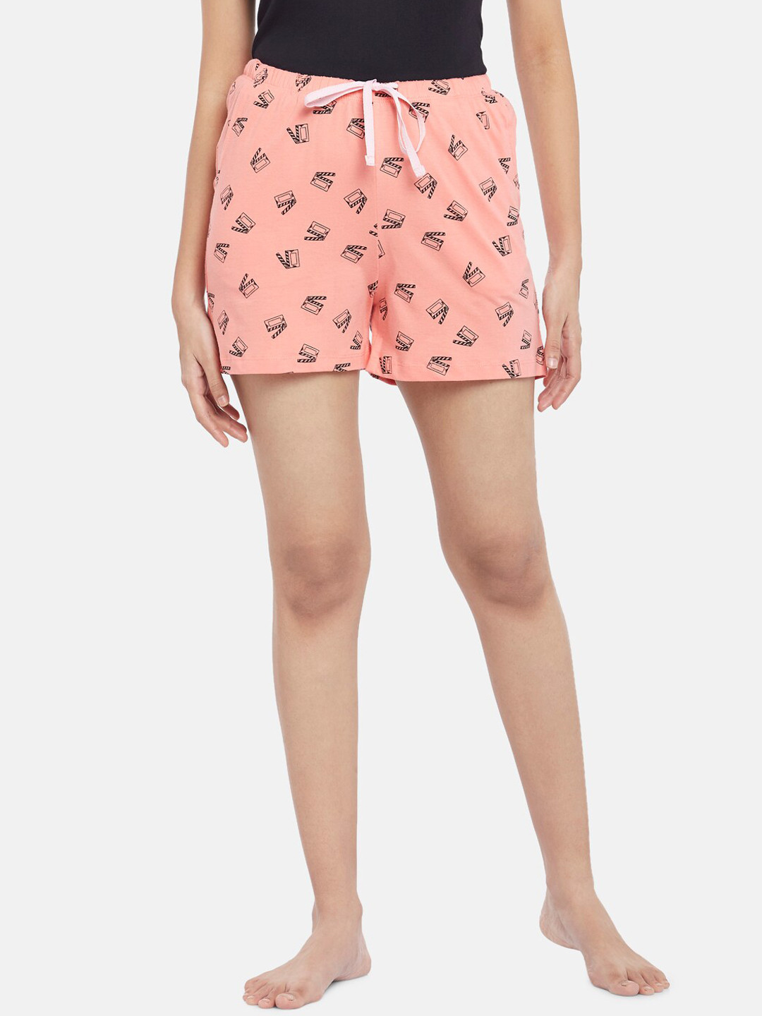 

Dreamz by Pantaloons Women Coral Conversational Printed Pure Cotton Lounge Shorts