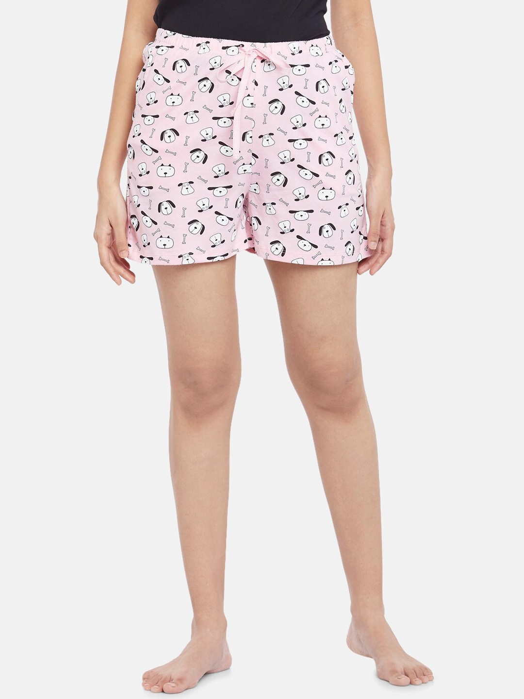 

Dreamz by Pantaloons Women Pink Conversational Printed Cotton Lounge Shorts