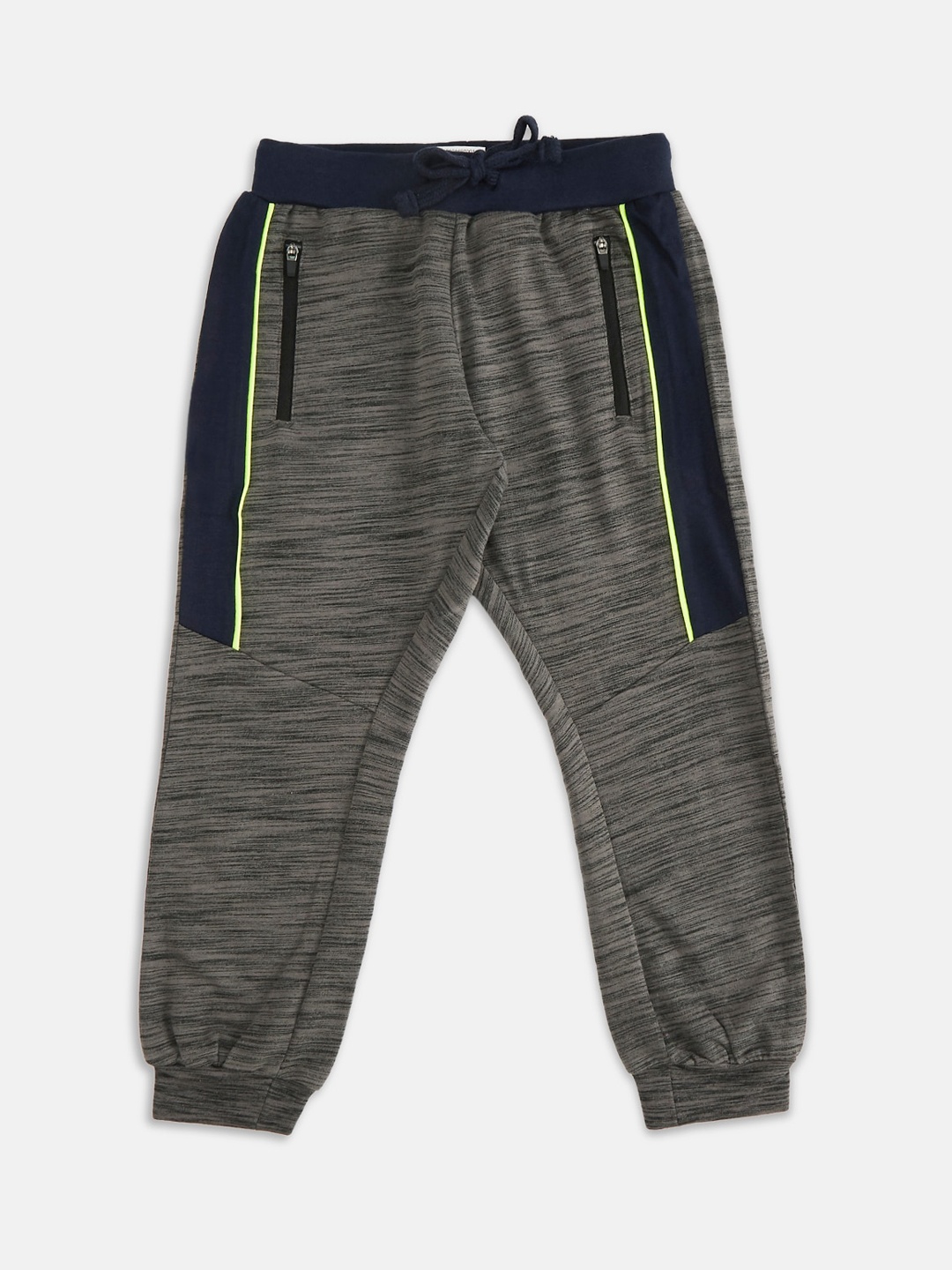 

Pantaloons Junior Boys Grey & Black Textured Pure Cotton Joggers