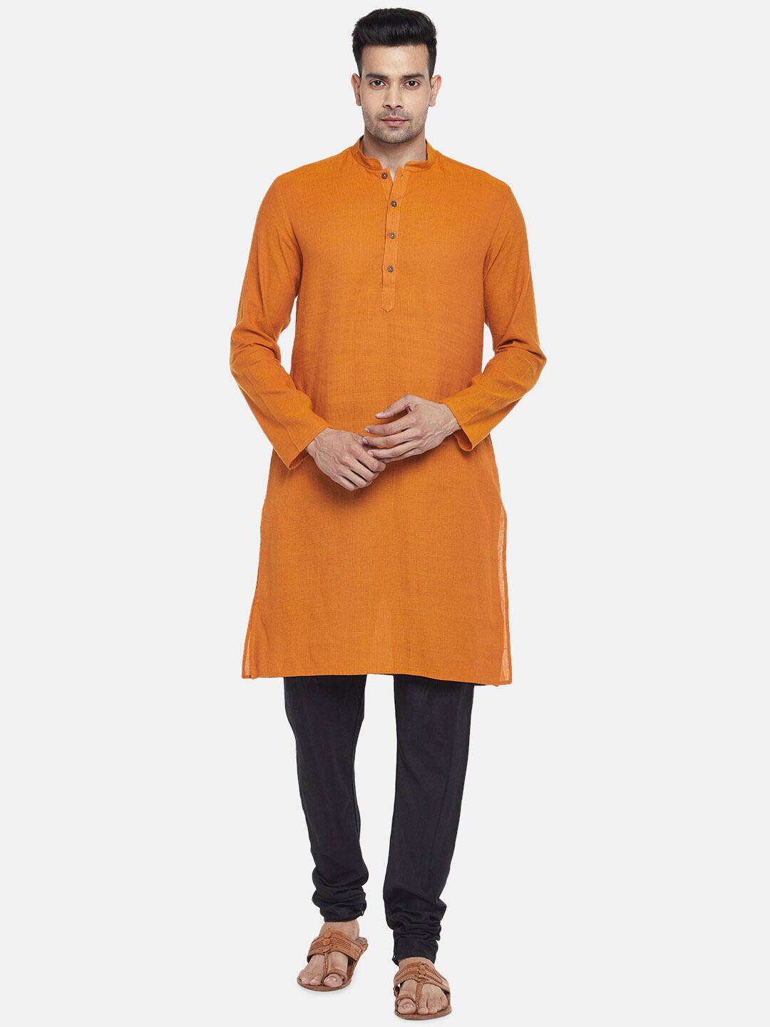 

indus route by Pantaloons Men Mustard Yellow Solid Kurta