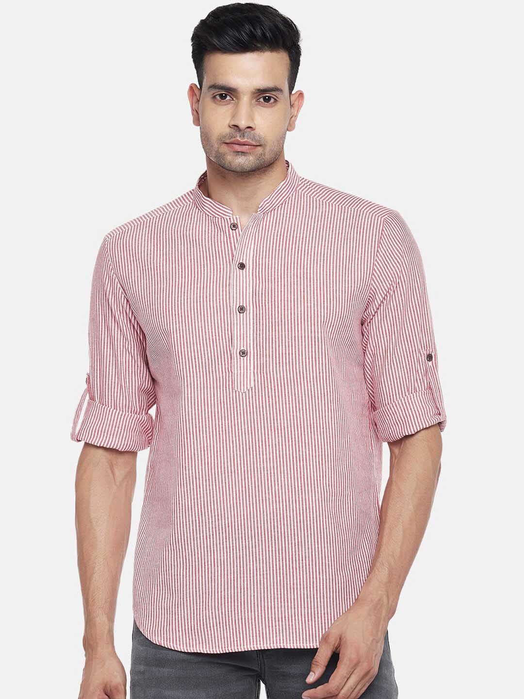 

indus route by Pantaloons Men Red Striped Straight Kurta
