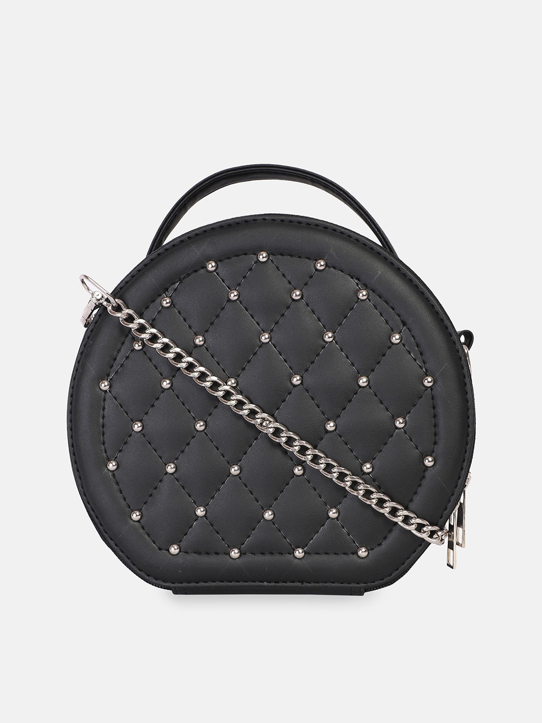 

Bagsy Malone Black Embellished Structured Quilted Handheld Bag