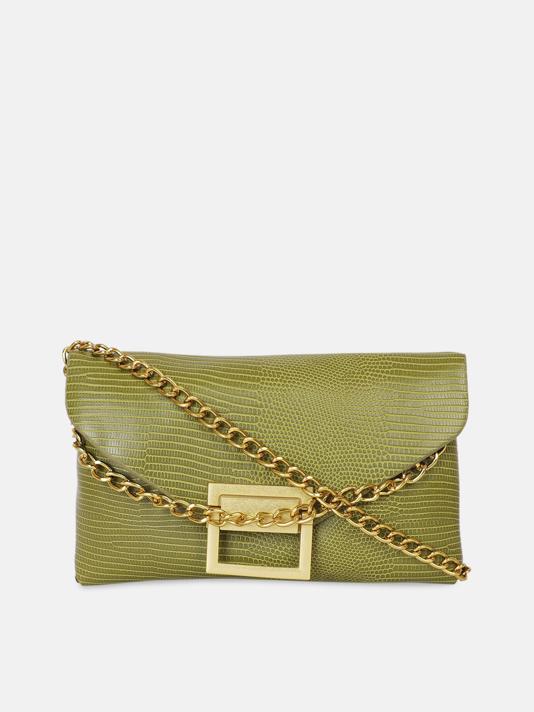 

Bagsy Malone Green Textured PU Structured Sling Bag