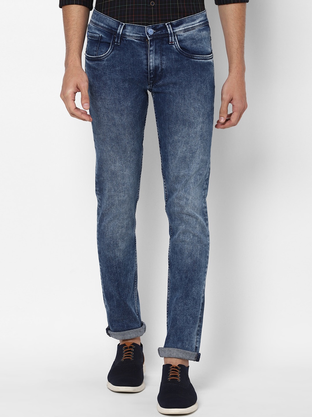 

Allen Solly Men Navy Blue Skinny Fit Mid-Rise Heavy Fade Jeans