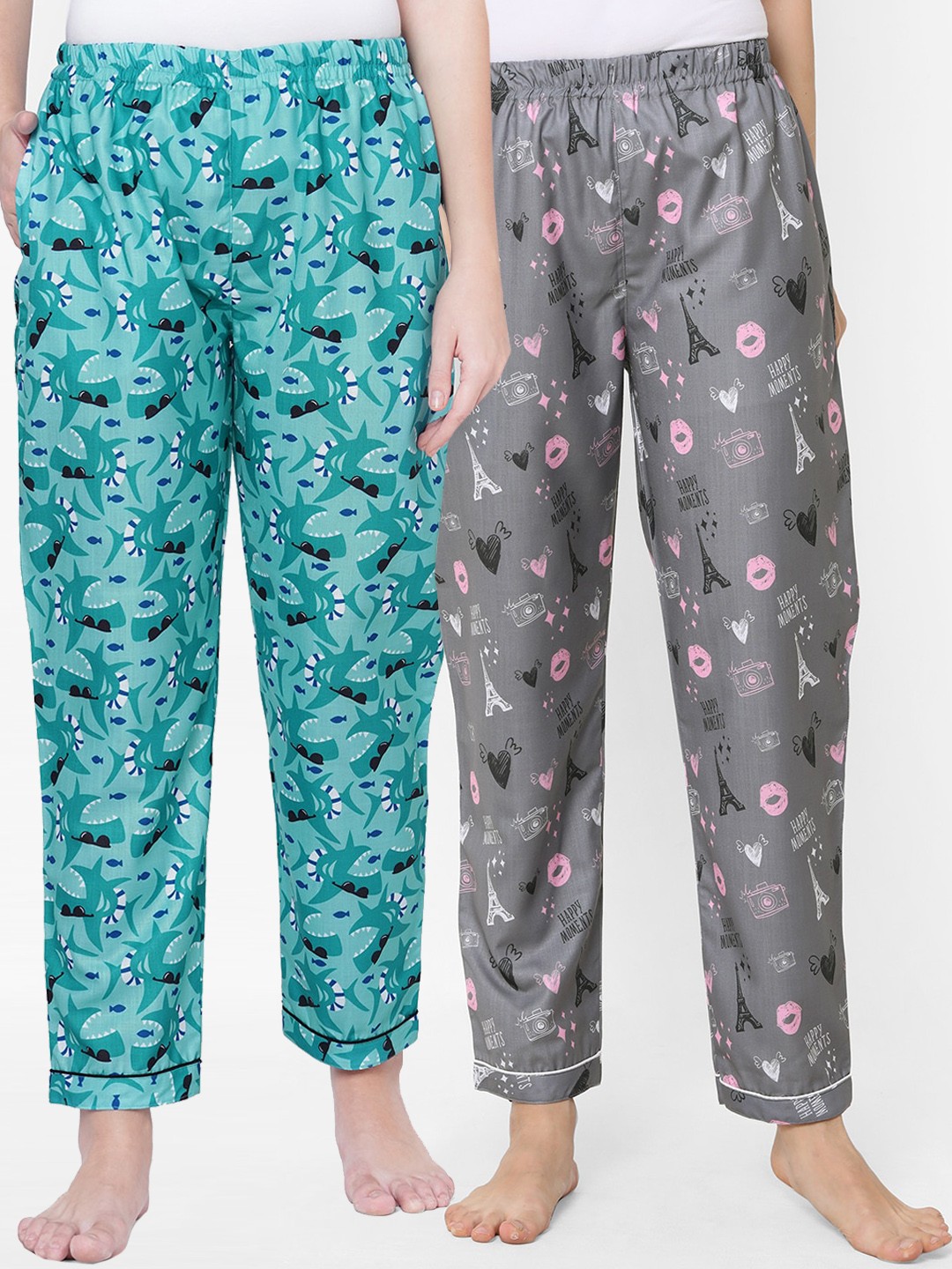 

FashionRack Women Set of 2 Multi Printed Lounge Pants