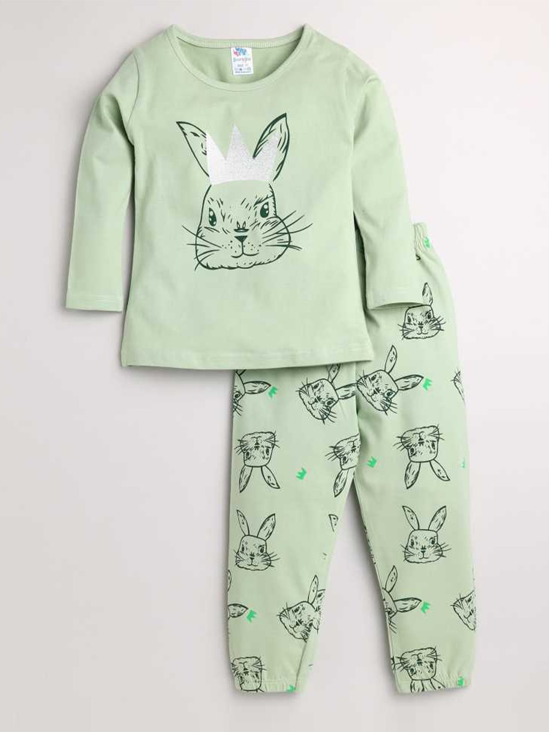 

Dear to Dad Girls Green Printed Nightdress