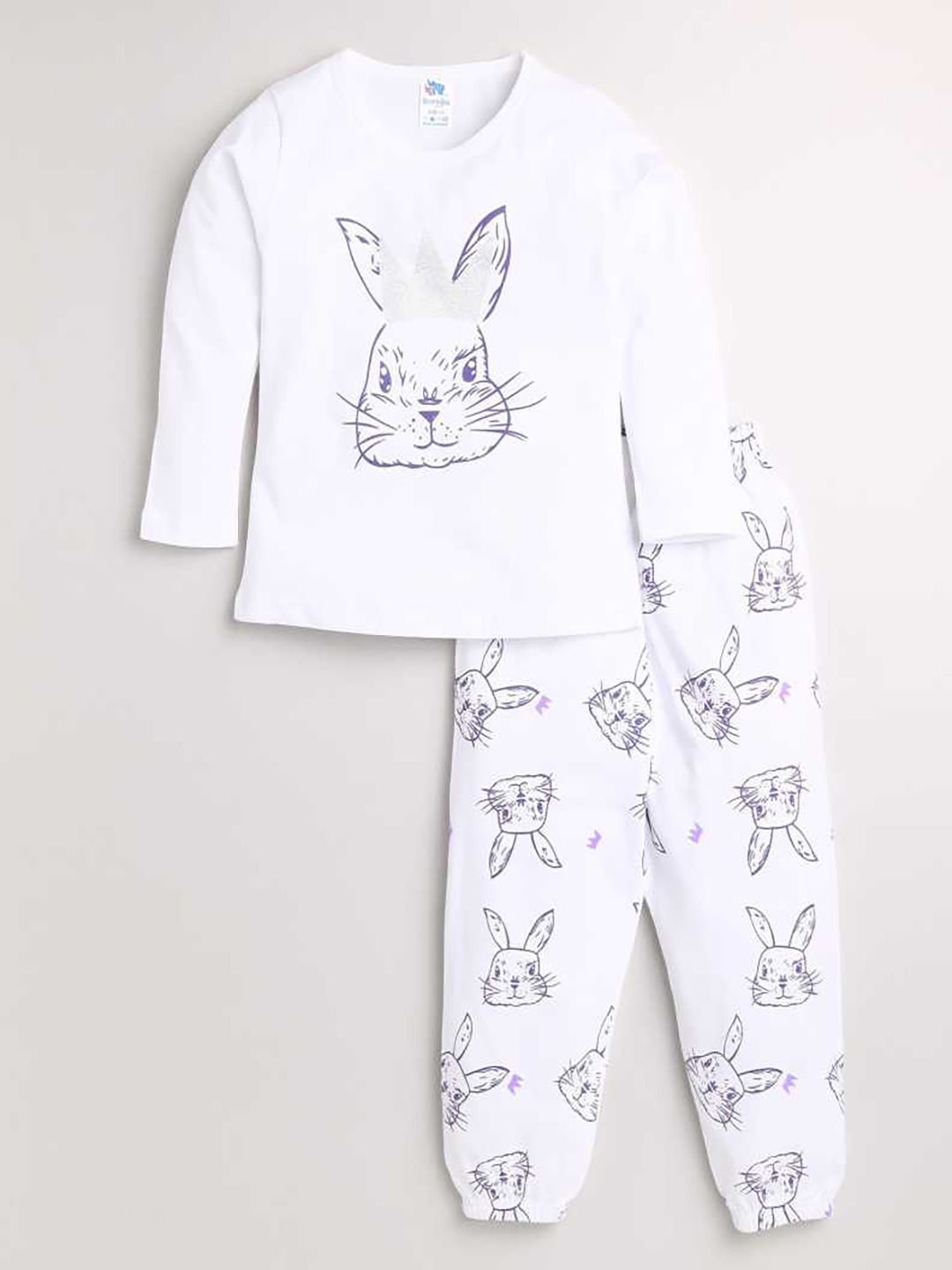 

Dear to Dad Girls White Rat Print Pure Cotton Nightdress