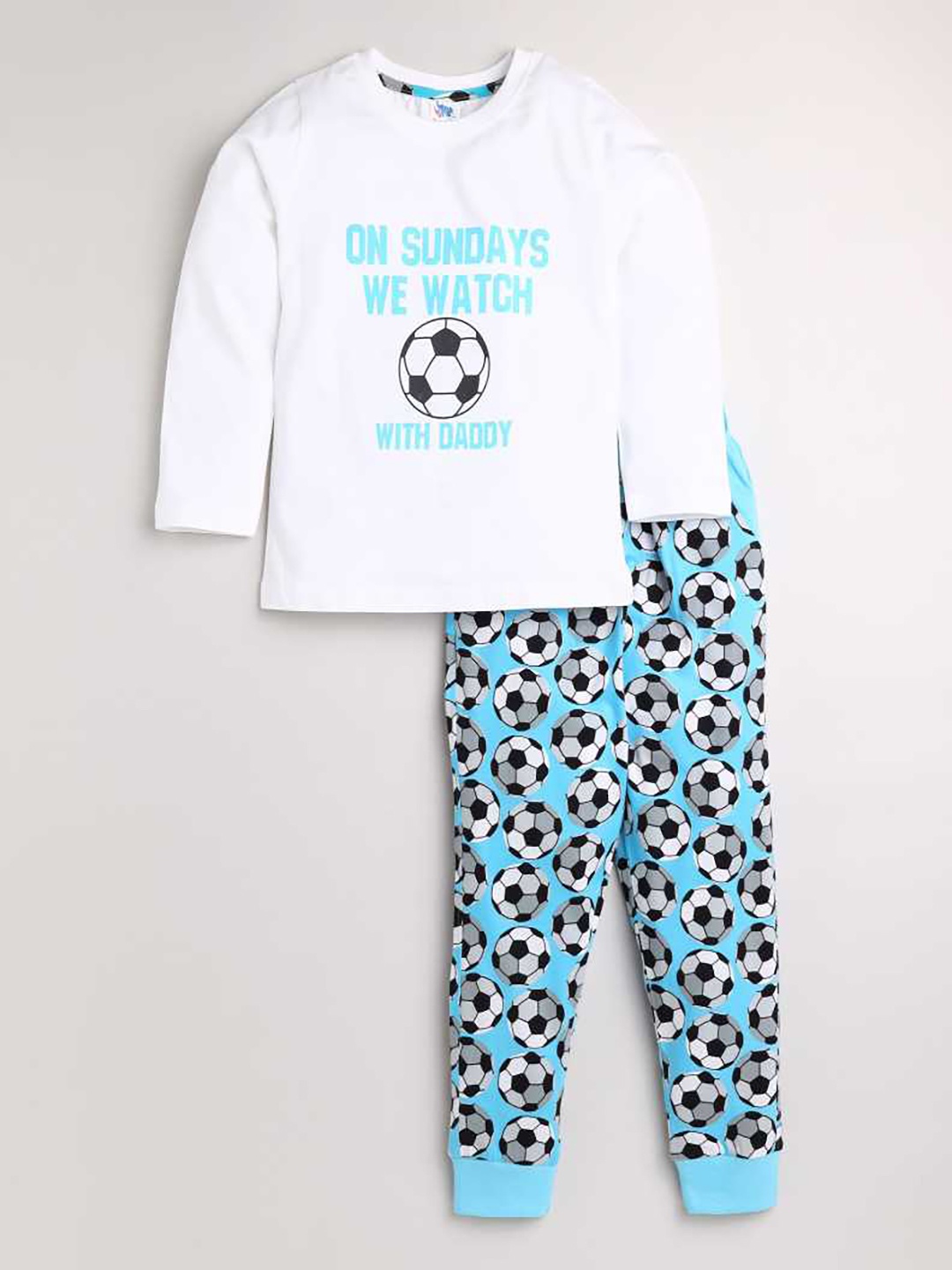 

Dear to Dad Boys White & Blue Printed T-shirt With Pyjamas
