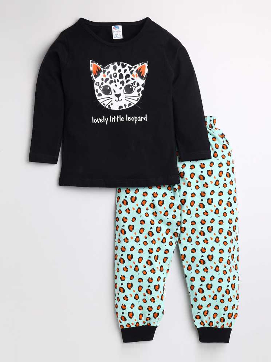 

Dear to Dad Girls Black & Pink Printed Pure Cotton Night Suits