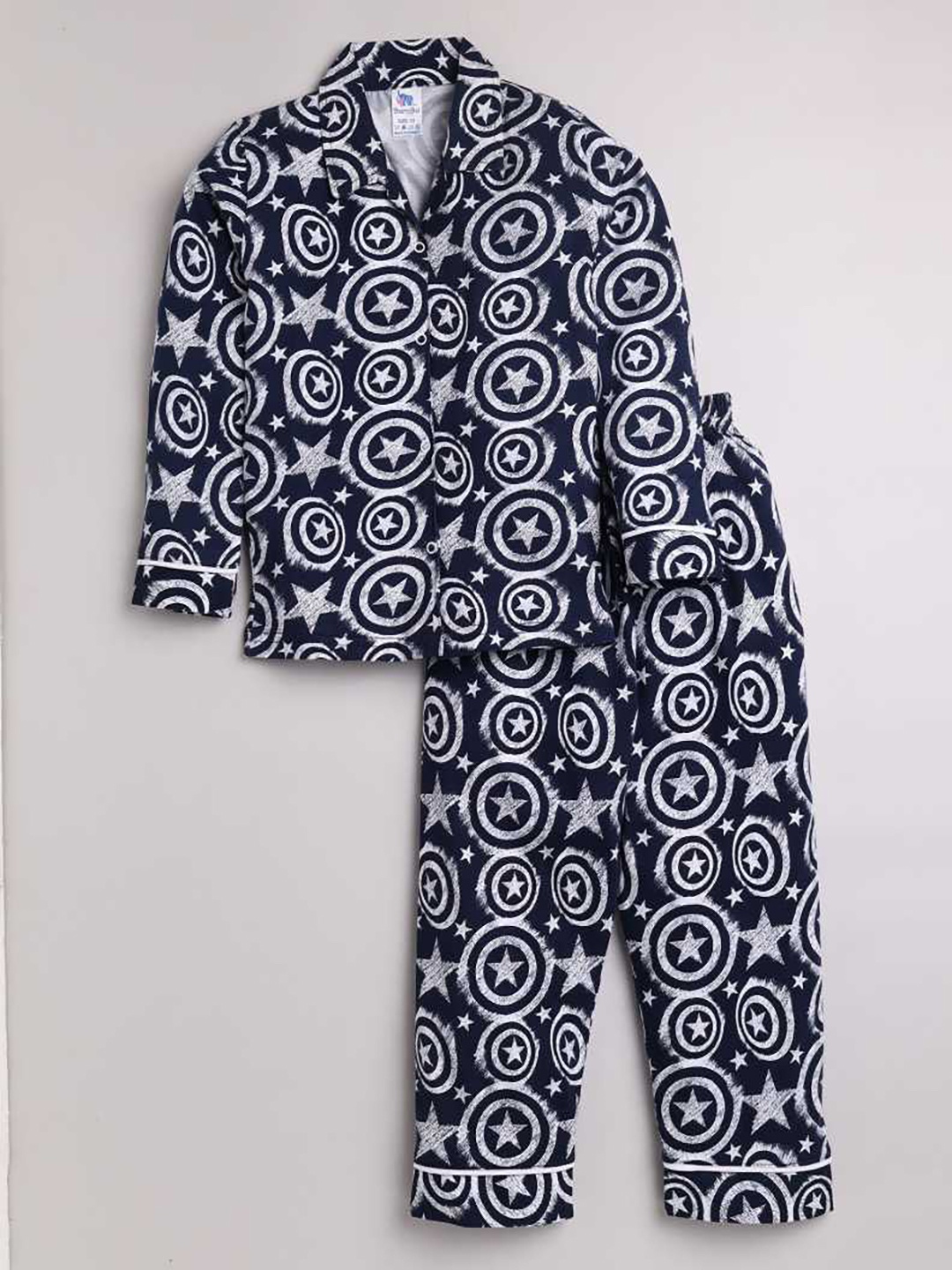

Dear to Dad Girls Black & White Printed Pure Cotton Night suit