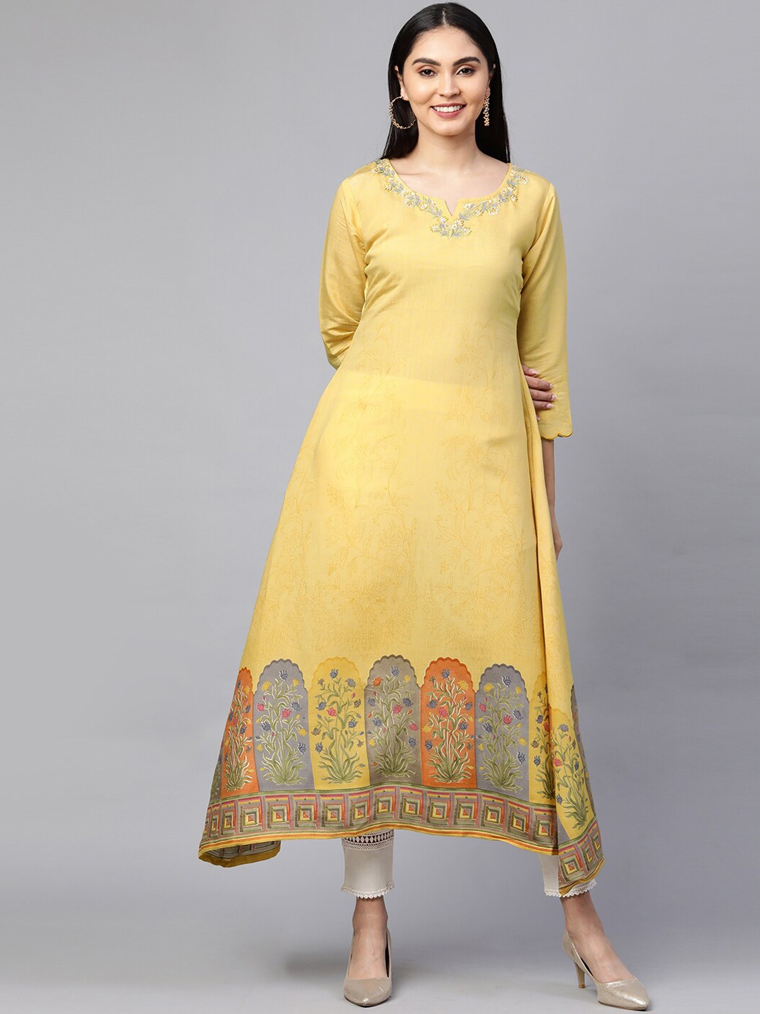 

FASHOR Women Yellow Ethnic Motifs Kurta