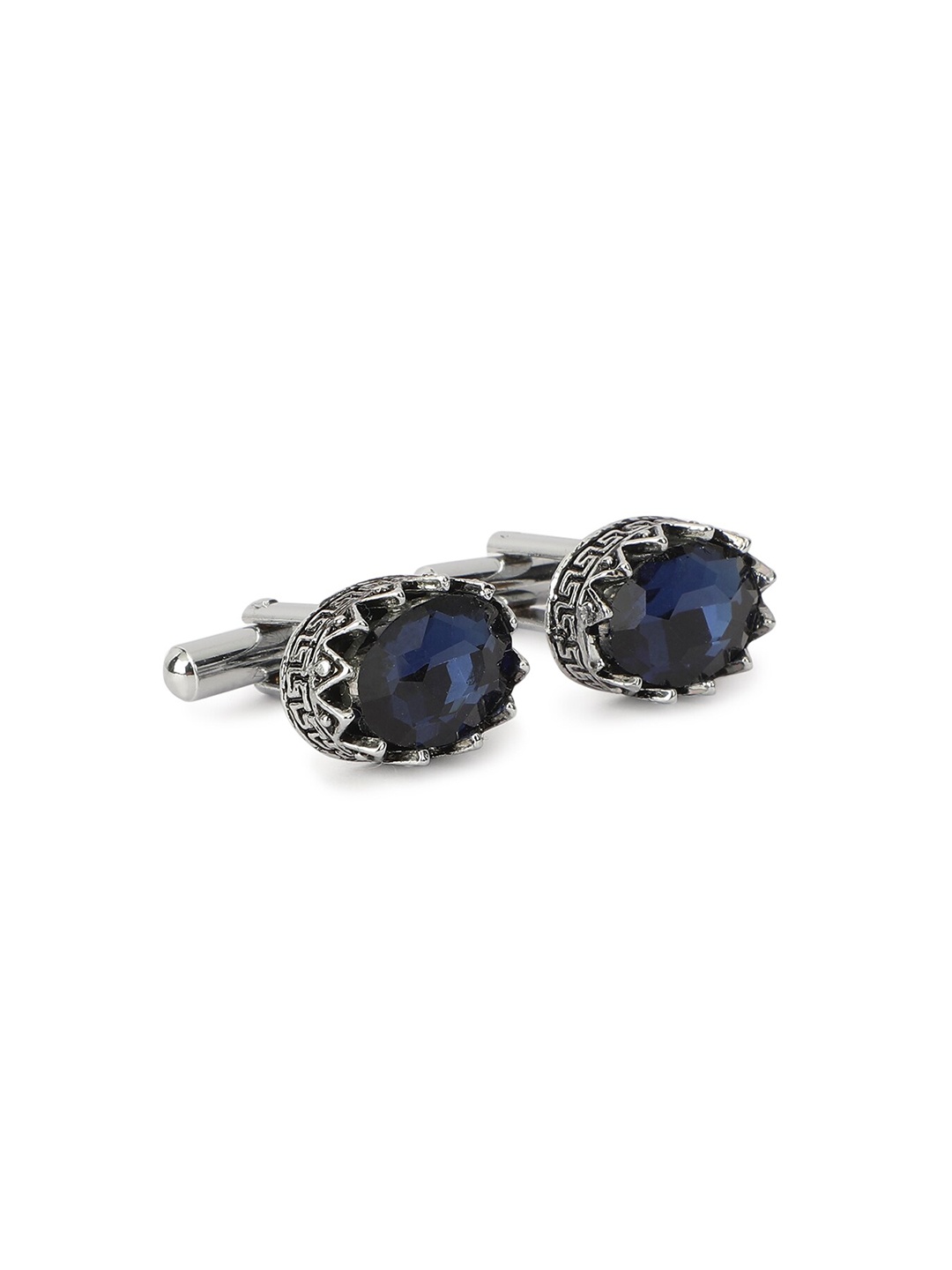 

Alvaro Castagnino Men Silver-Toned & Blue Stone Studded Cufflink