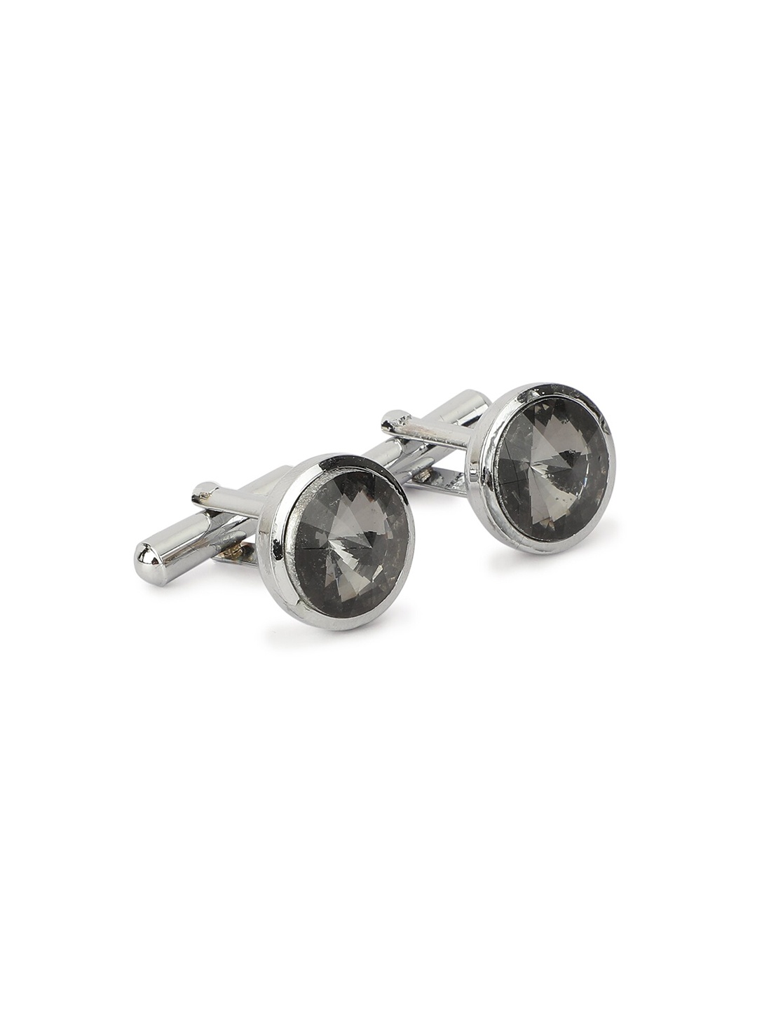 

Alvaro Castagnino Silver-Toned & Black Cufflink