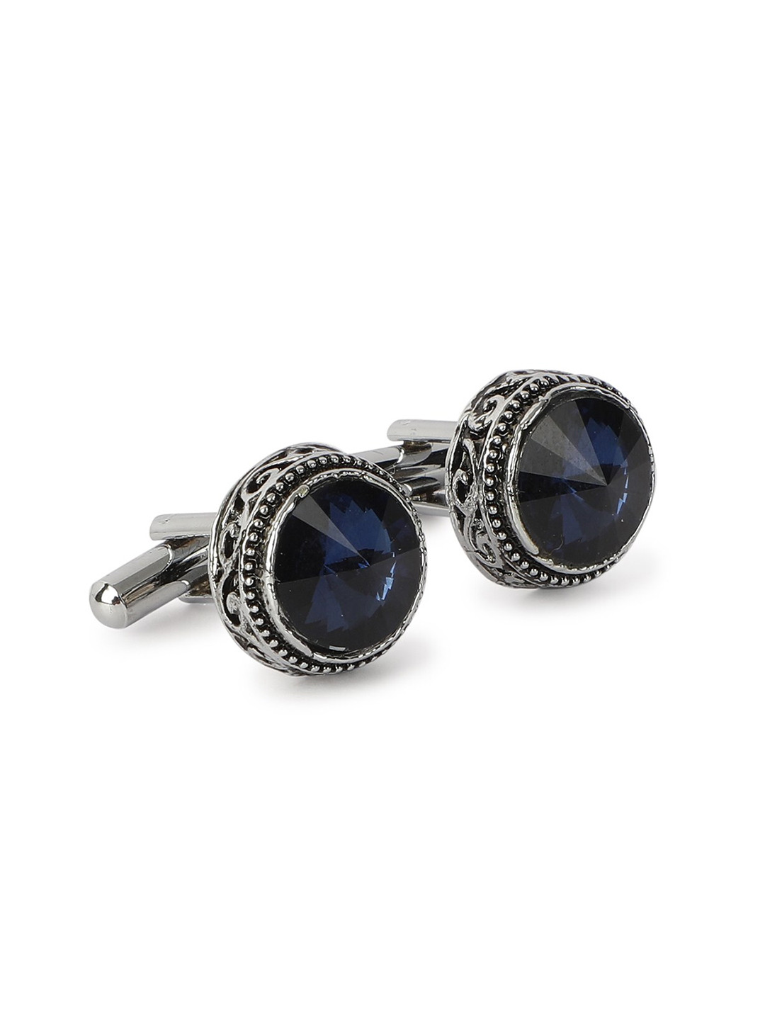 

Alvaro Castagnino Silver-Toned & Blue Cufflink