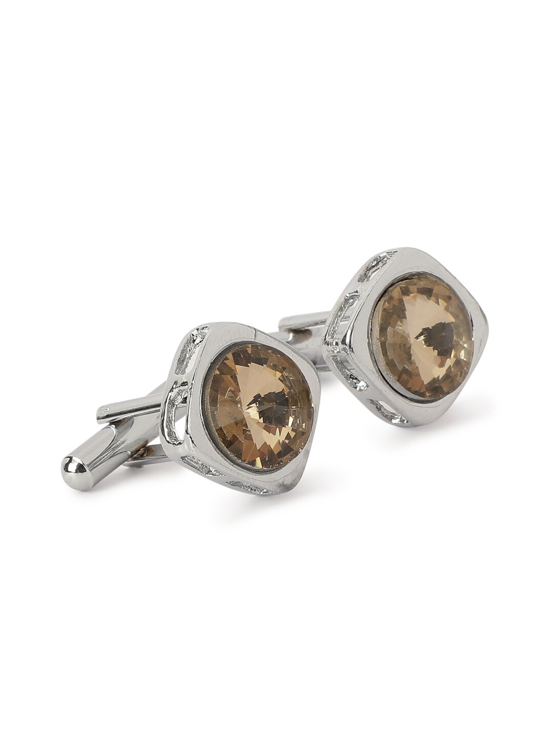 

Alvaro Castagnino Silver-Toned & Brown Cufflink