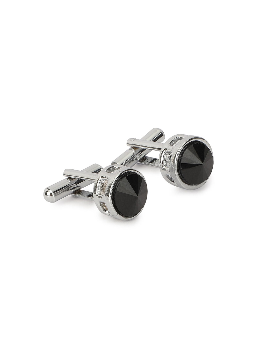 

Alvaro Castagnino Men Black & Silver-Toned Cufflink