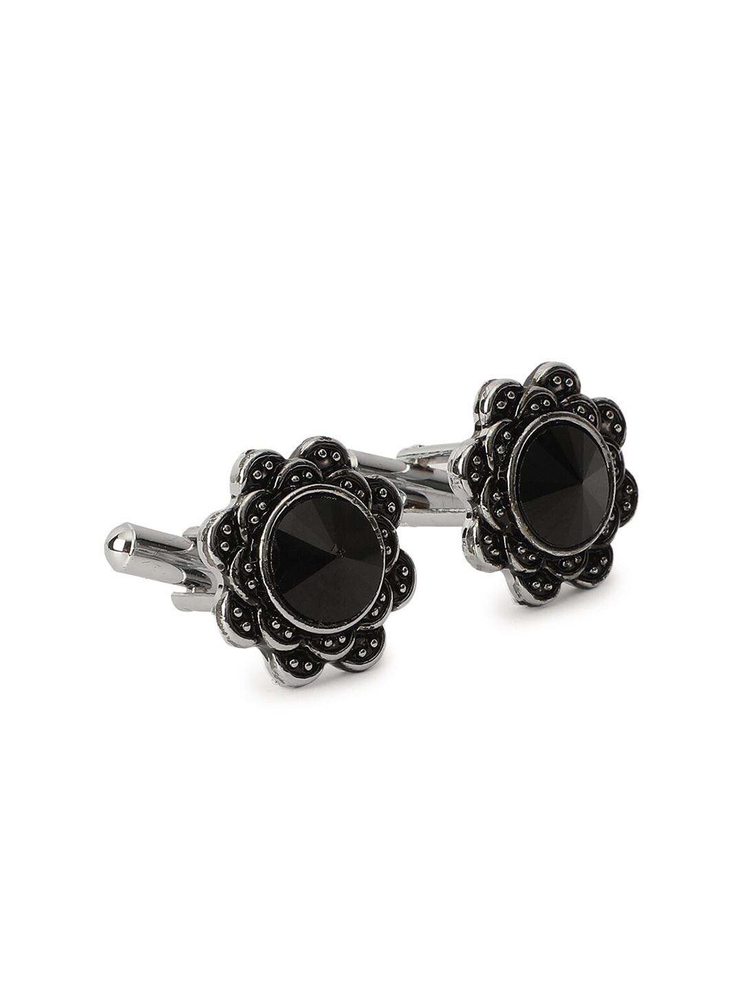

Alvaro Castagnino Silver-Toned & Black Cufflink