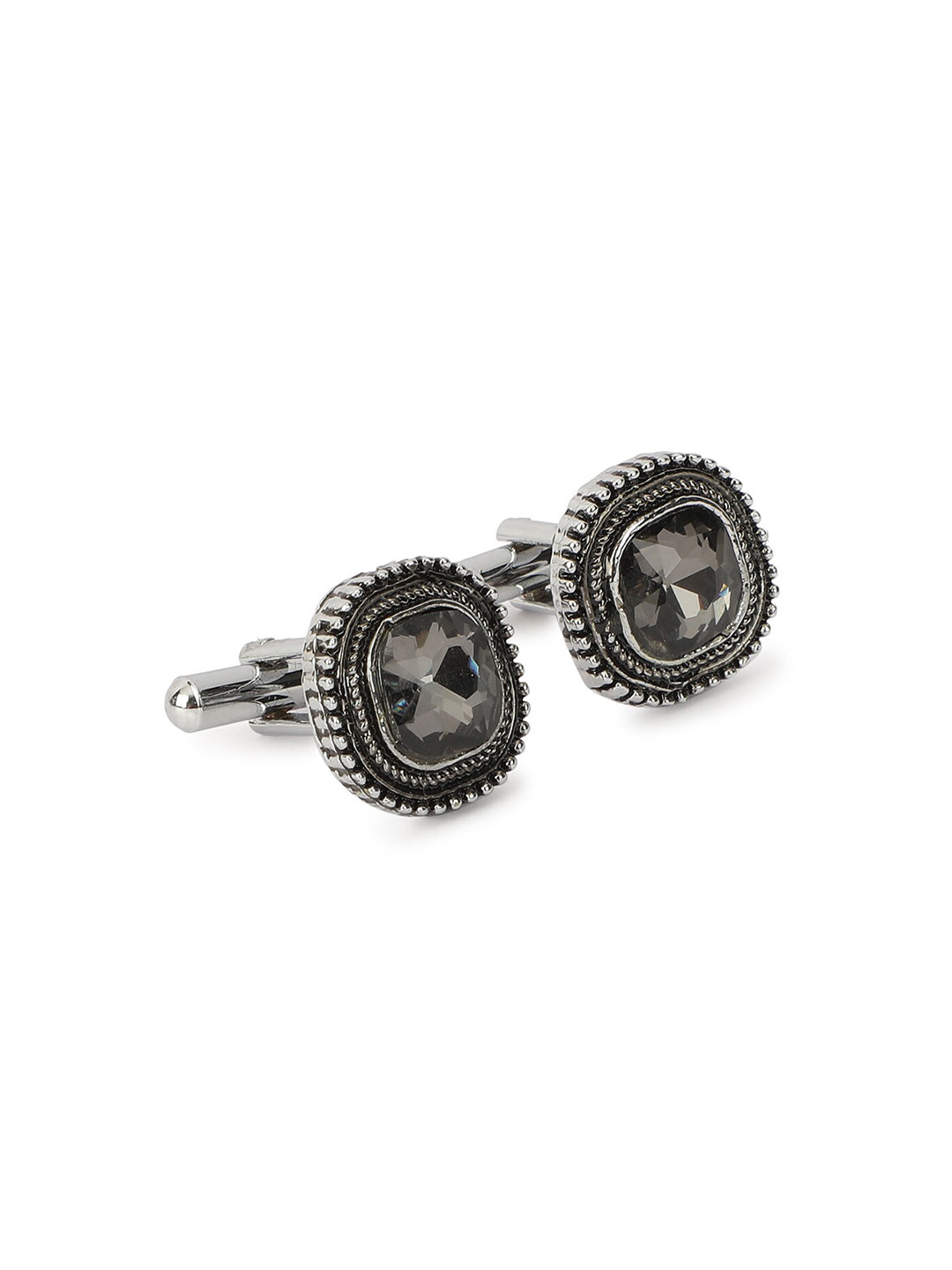 

Alvaro Castagnino Silver-Toned & Black Cufflink