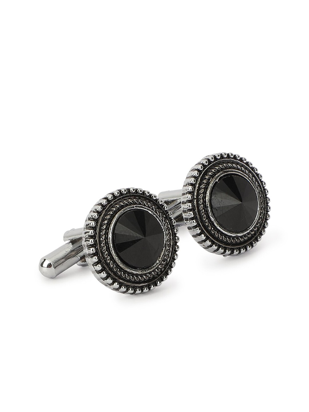 

Alvaro Castagnino Silver-Toned & Black Cufflink