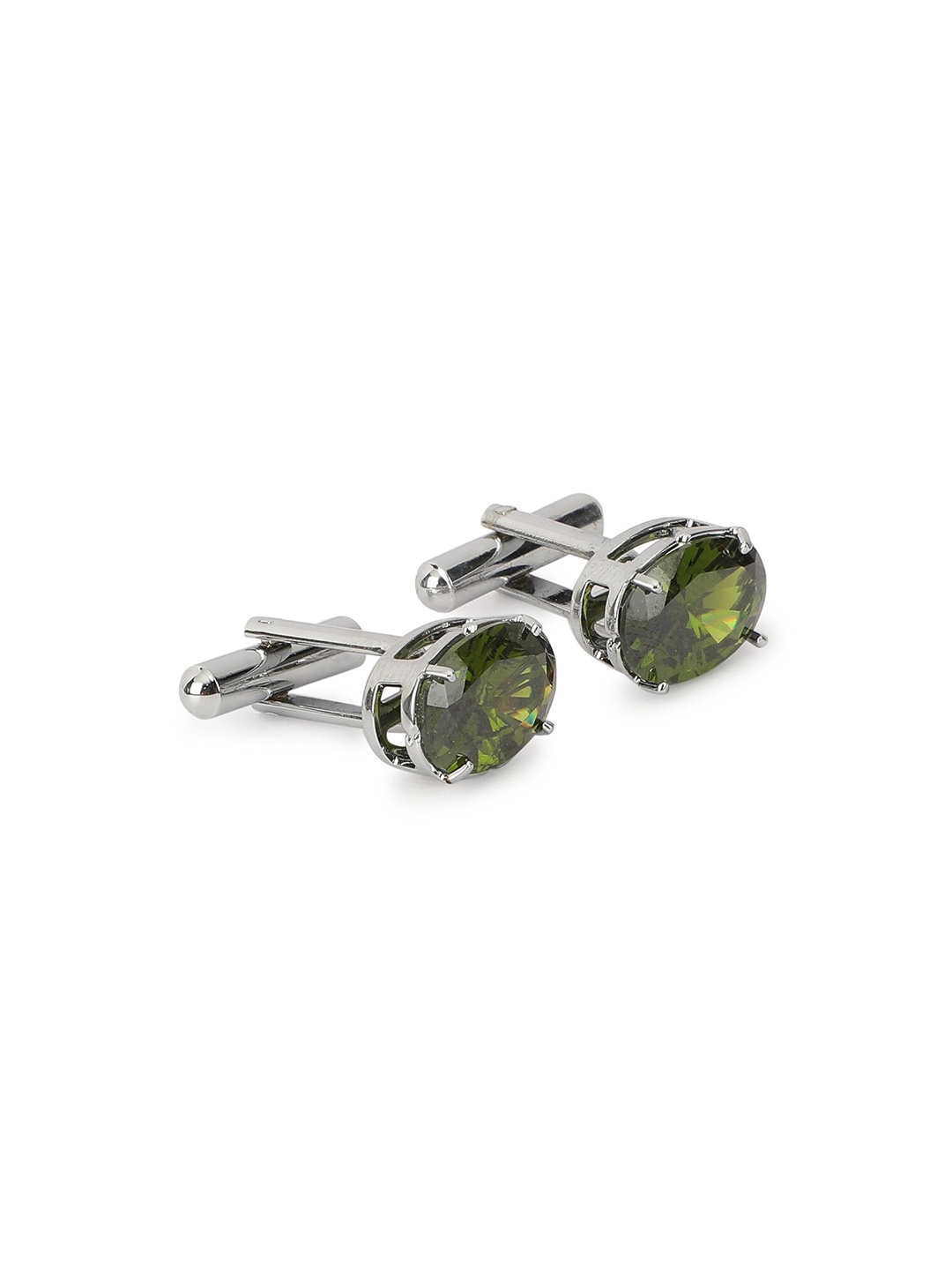 

Alvaro Castagnino Men Silver-Toned & Green Cufflink
