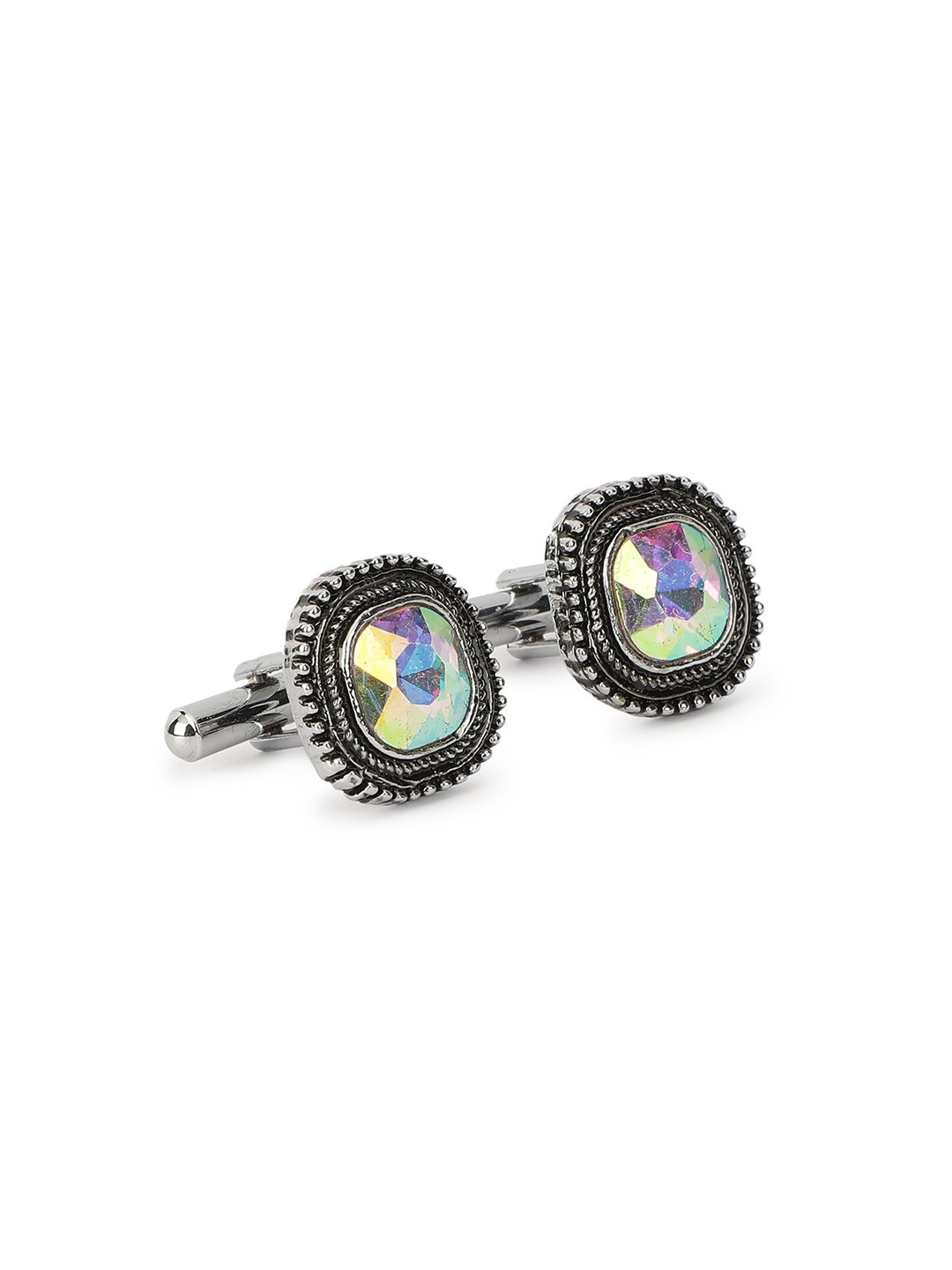 

Alvaro Castagnino Men Rhodium-Plated Embellished Cufflink, Silver