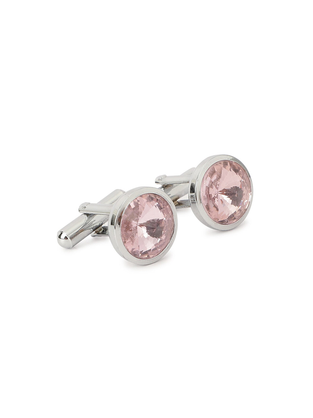 

Alvaro Castagnino Men Silver-Toned & Pink Stone Studded Cufflink