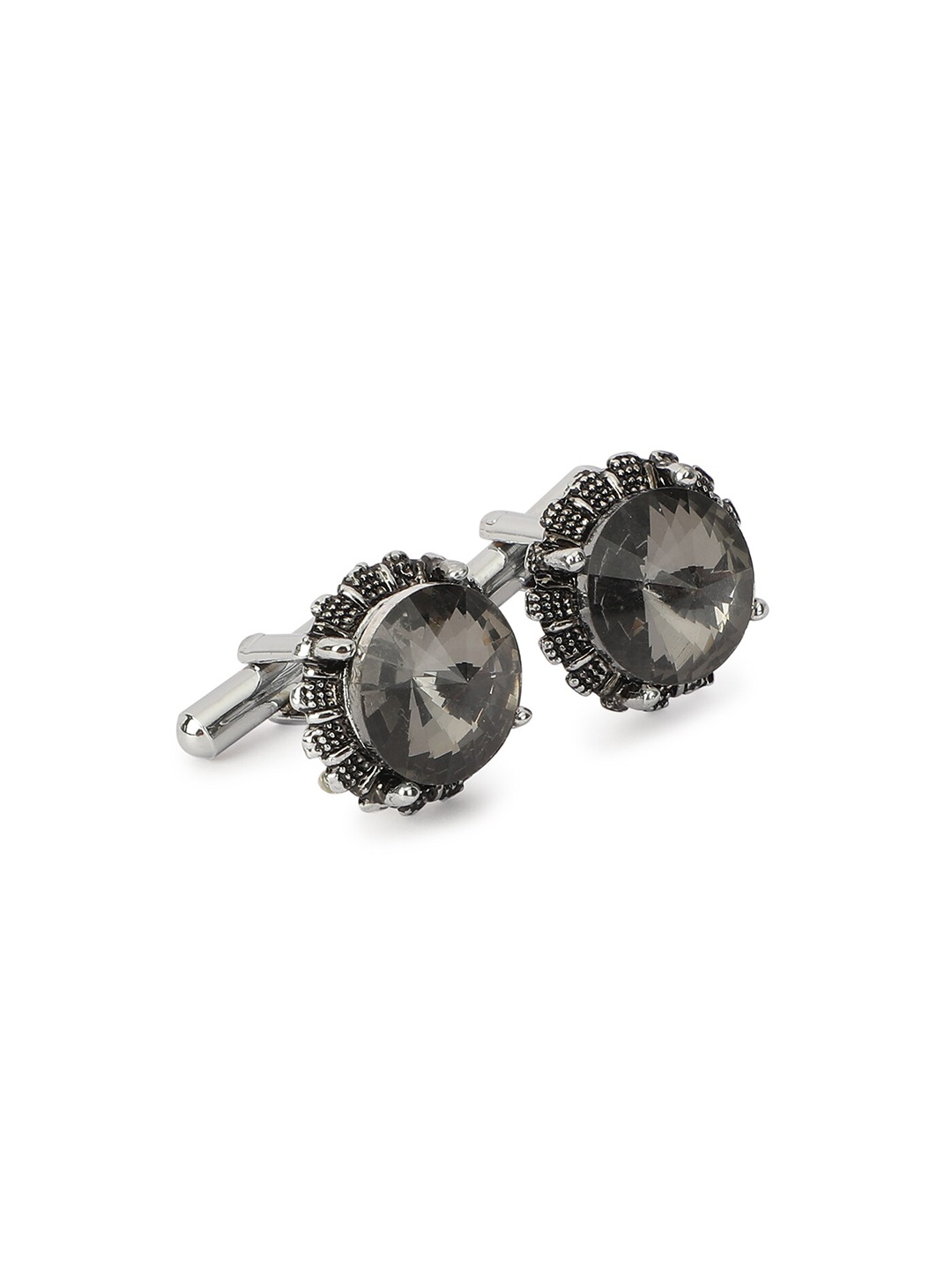 

Alvaro Castagnino Silver-Toned & Black Cufflink