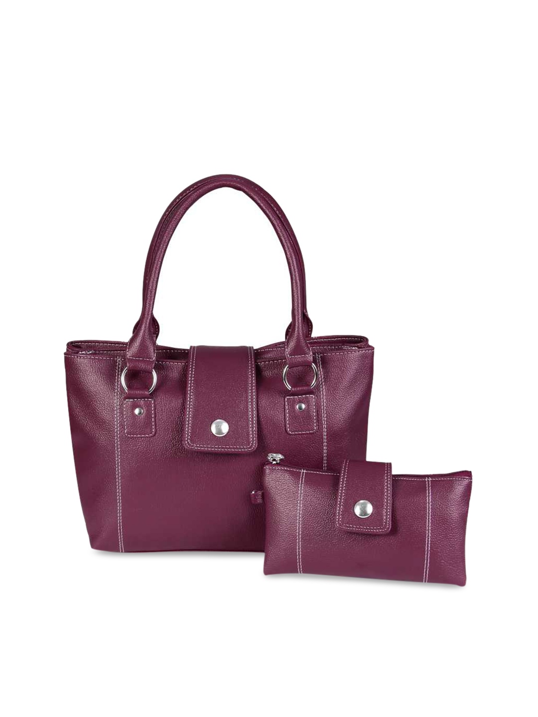 

OsaiZ Maroon Textured Structured Shoulder Bag